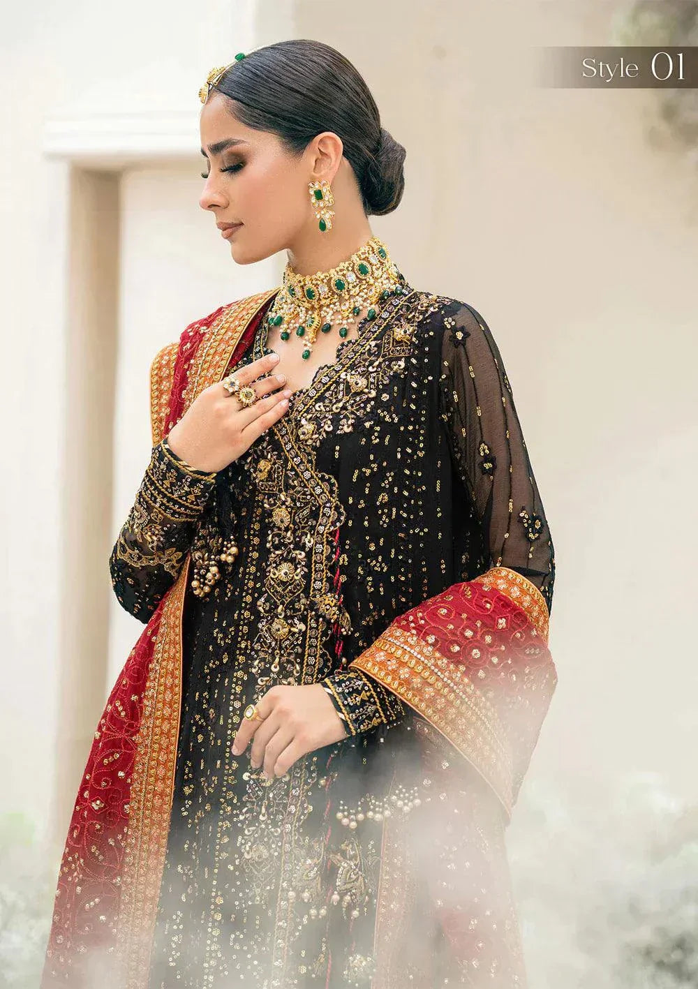Aik Atelier | Wedding Festive 23 | 01, M / Angrakha / Black Aik Atelier | Wedding Festive 23 | 01, M / Angrakha / Black