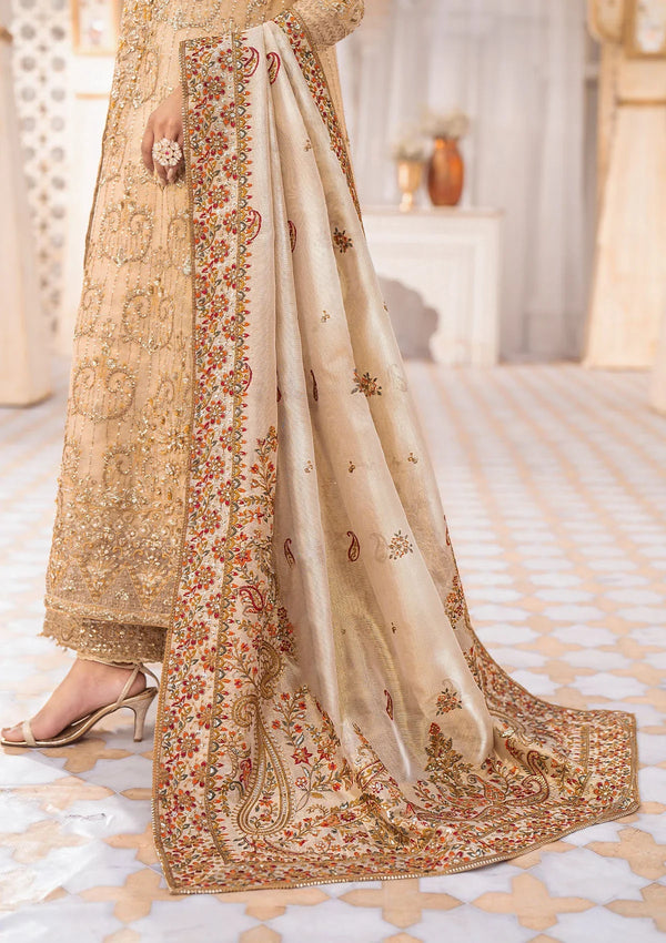 WEDDING FESTIVE '24 VOL. 1 - GOLD TISSUE SHAWL - by Libasekhas UK - Registered Vendor of : Aik Atelier - 100% Original Designer Dress