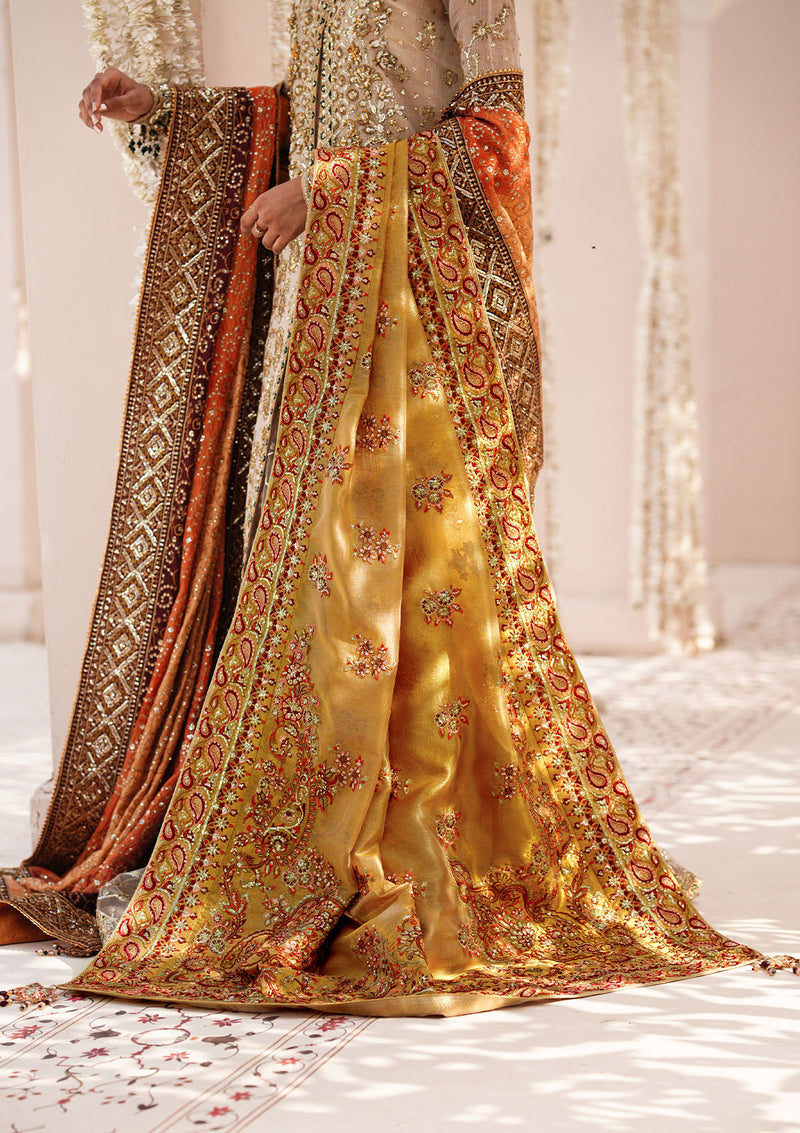 Aik Atelier | Wedding Festive 24 | INDIAN GOLD TISSUE SHAWL - by - Libasekhas UK - Registered Vendor of : Aik Atelier - 100% Original Designer Dresss