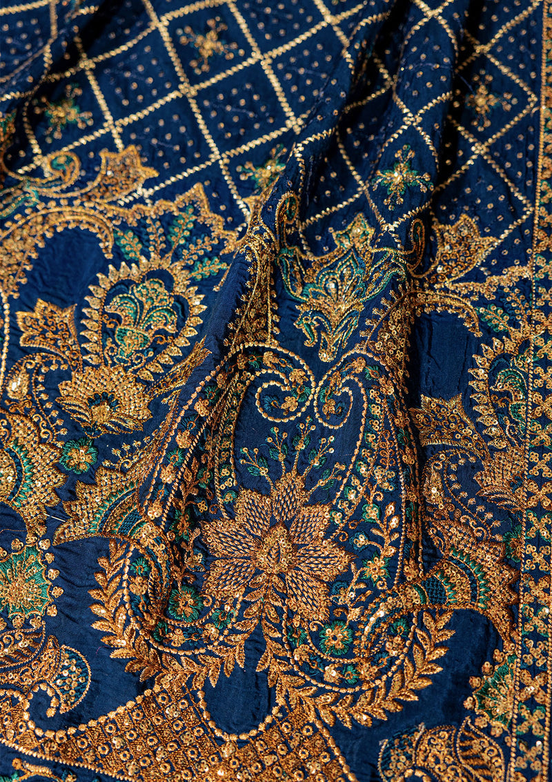 Aik Atelier | Wedding Festive 26 | ROYAL BLUE MEDIUM SILK SHAWL - by Libasekhas UK - Registered Vendor of : Aik Atelier - 100% Original Designer Dress