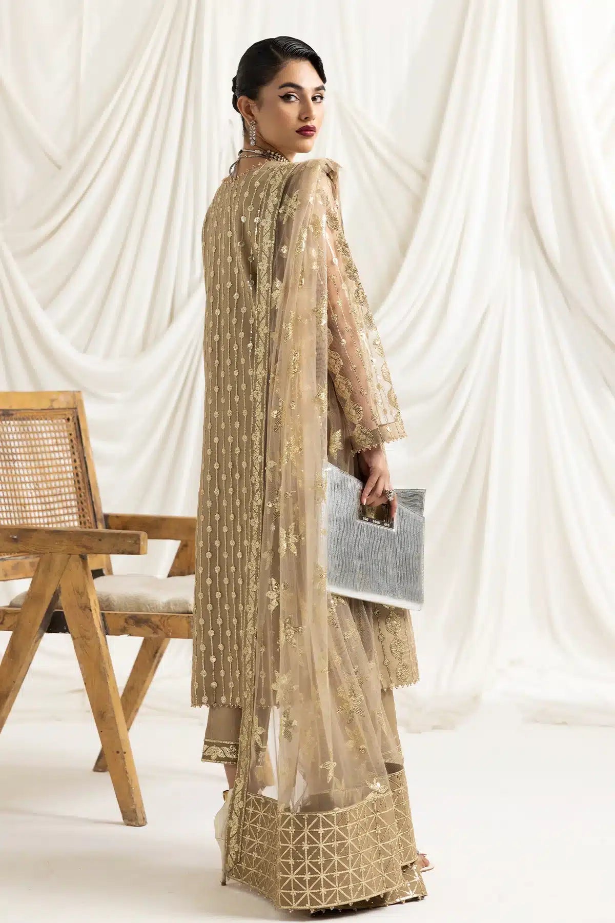 Alizeh | Dua Formals 23 | DUA-V02D01B- AIREEN(IVORY BEIGE) - by - Libasekhas UK - Registered Vendor of : Alizeh - 100% Original Designer Dresss