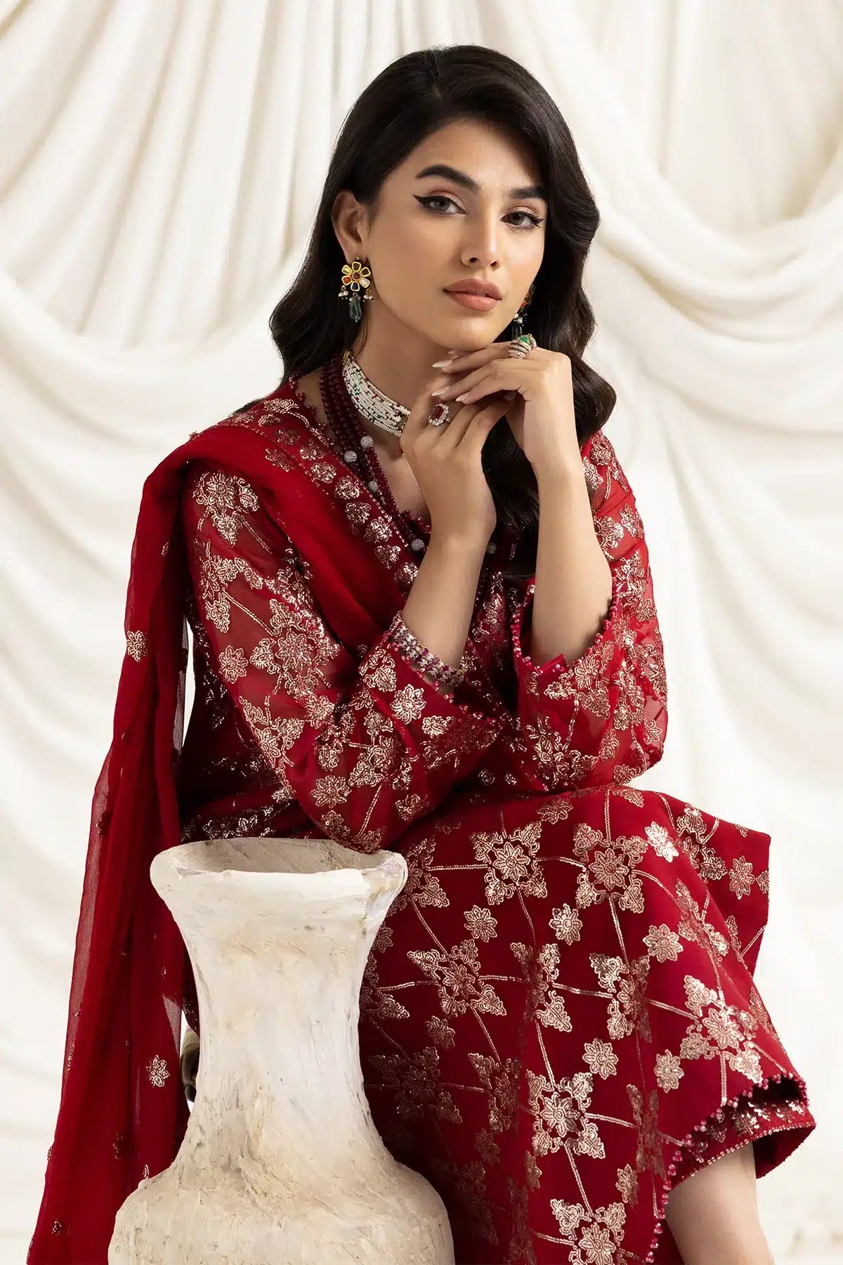 Alizeh | Dua Formals 23 | DUA-V02D02A-ALARA(RED) - by - Libasekhas UK - Registered Vendor of : Alizeh - 100% Original Designer Dresss
