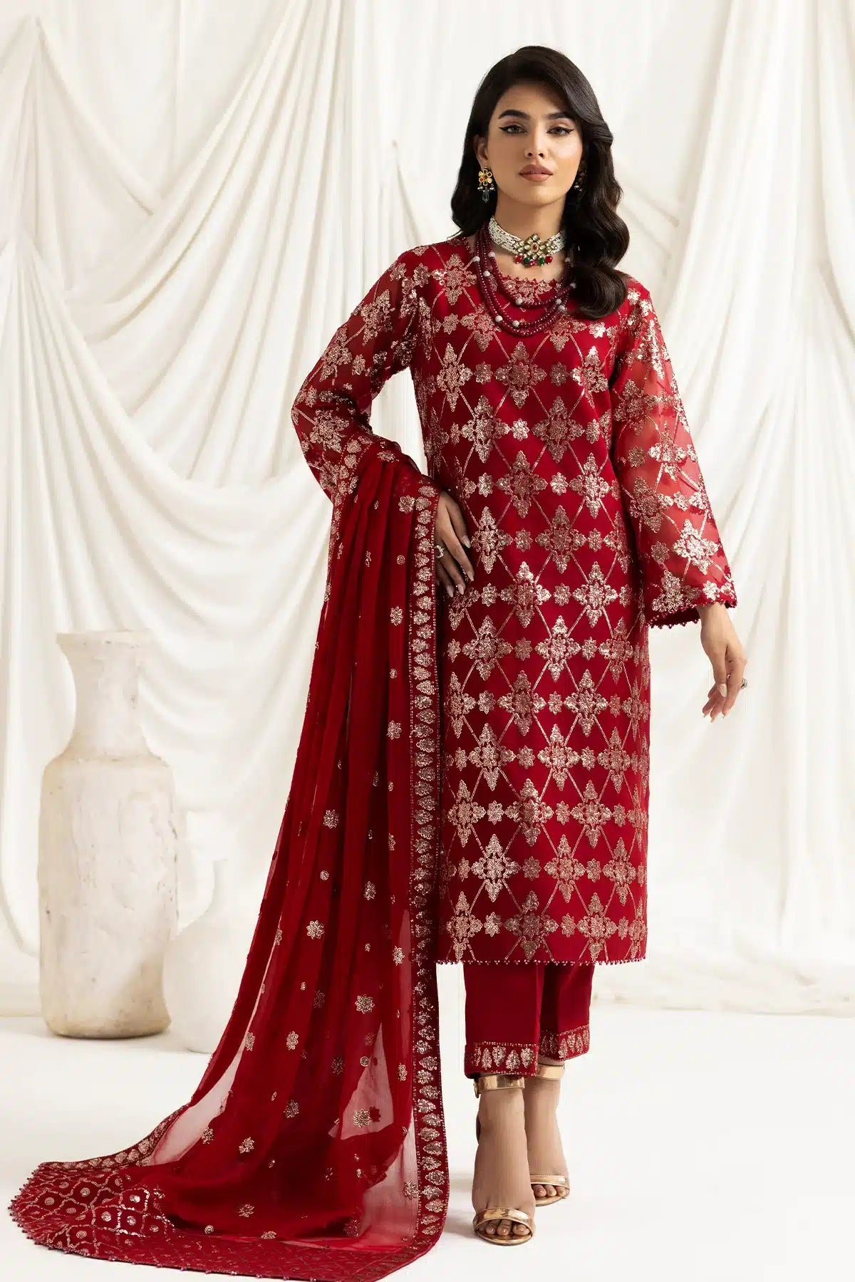 Alizeh | Dua Formals 23 | DUA-V02D02A-ALARA(RED) - by - Libasekhas UK - Registered Vendor of : Alizeh - 100% Original Designer Dresss