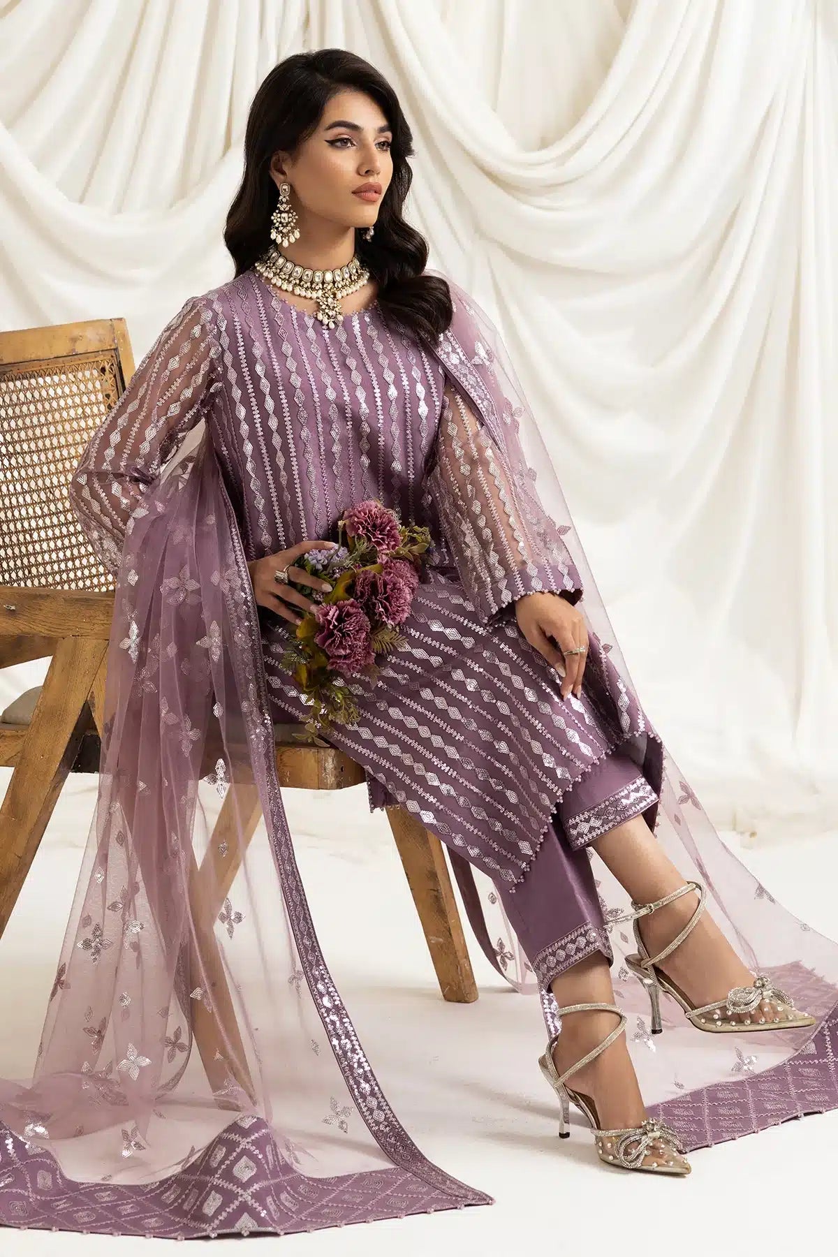 Alizeh | Dua Formals 23 | DUA-V02D03B-AYSAL(LILAC) - by - Libasekhas UK - Registered Vendor of : Alizeh - 100% Original Designer Dresss