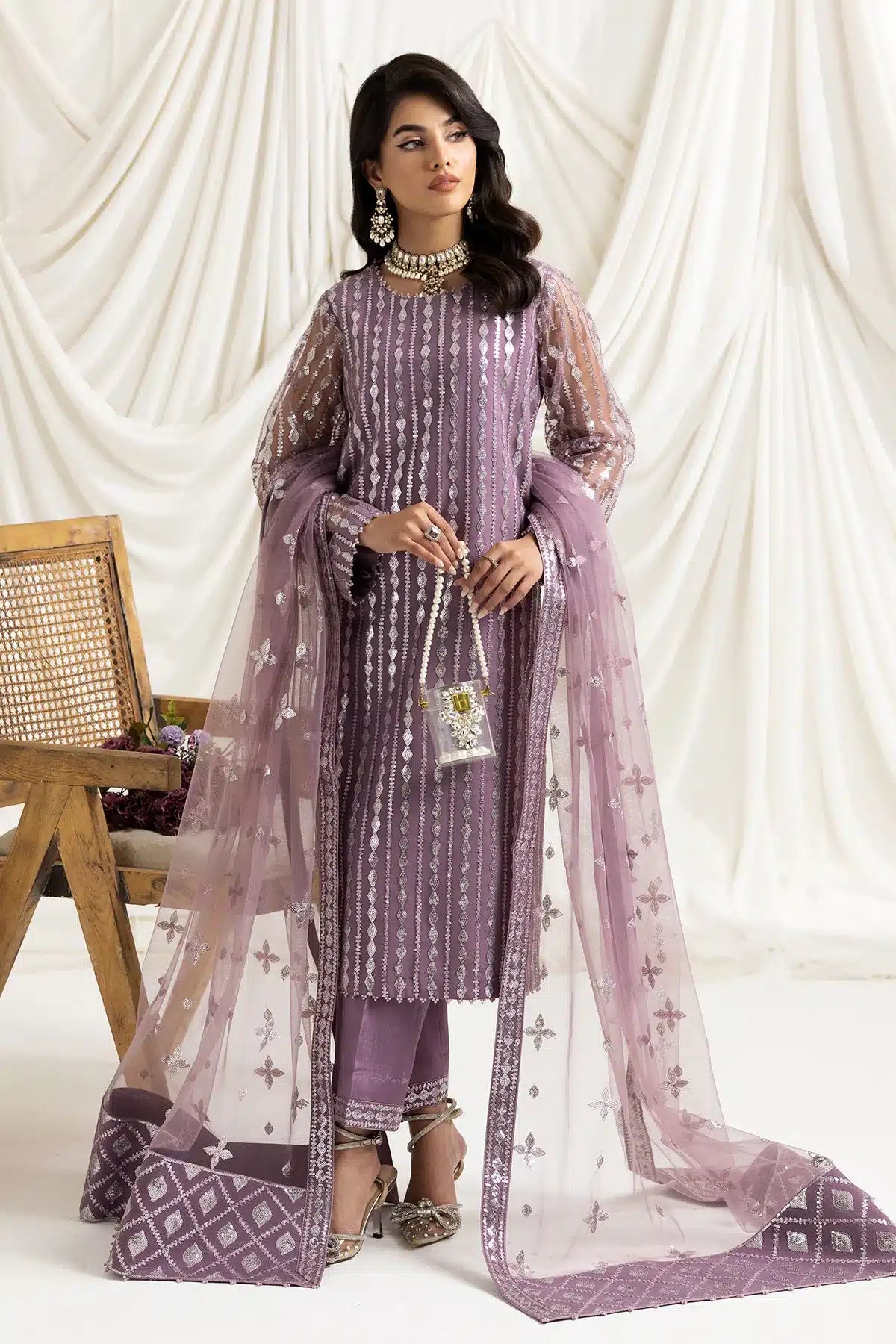 Alizeh | Dua Formals 23 | DUA-V02D03B-AYSAL(LILAC) - by - Libasekhas UK - Registered Vendor of : Alizeh - 100% Original Designer Dresss