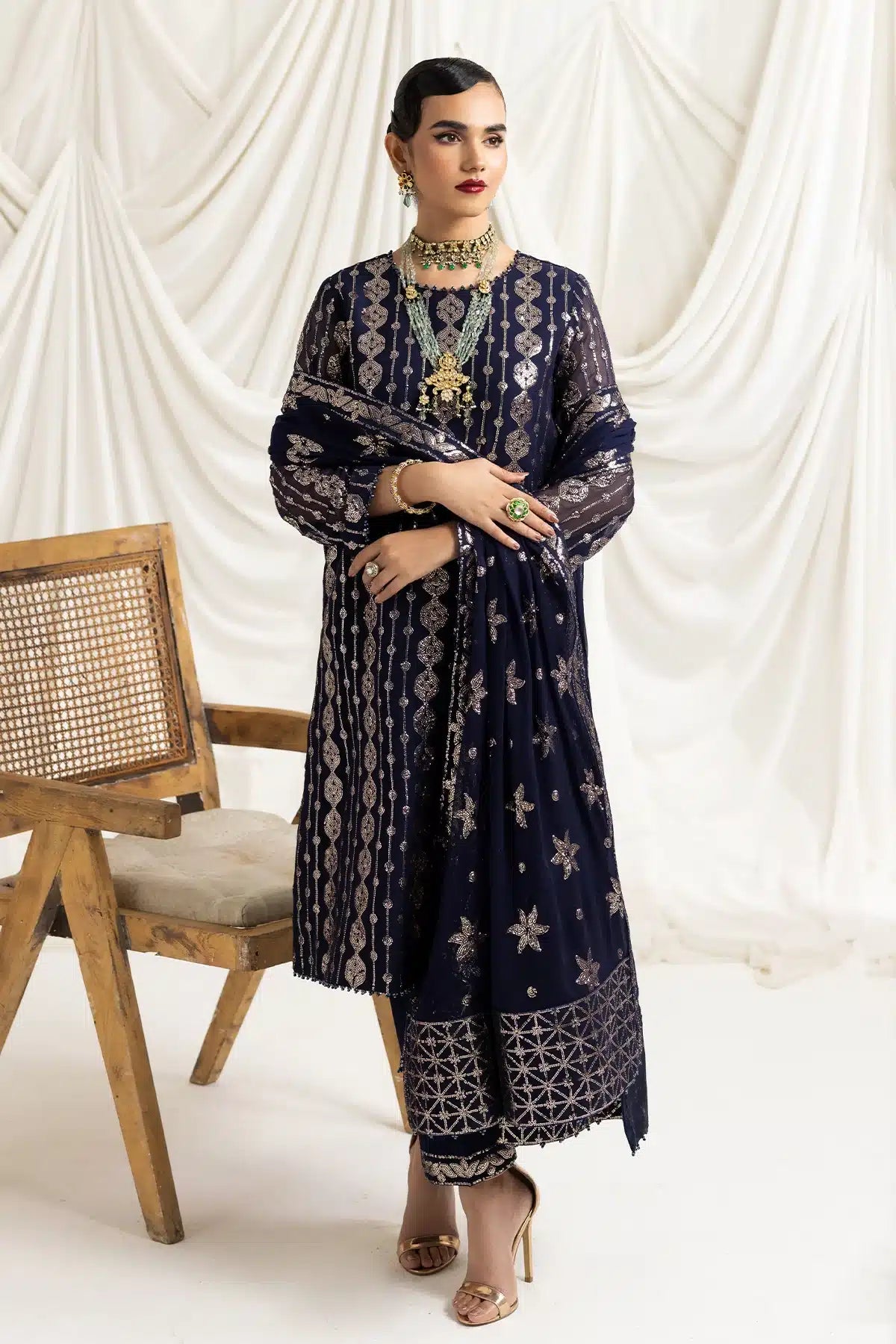 Alizeh | Dua Formals 23 | DUA-V02D01A- AIREEN(NAVY BLUE) - by - Libasekhas UK - Registered Vendor of : Alizeh - 100% Original Designer Dresss