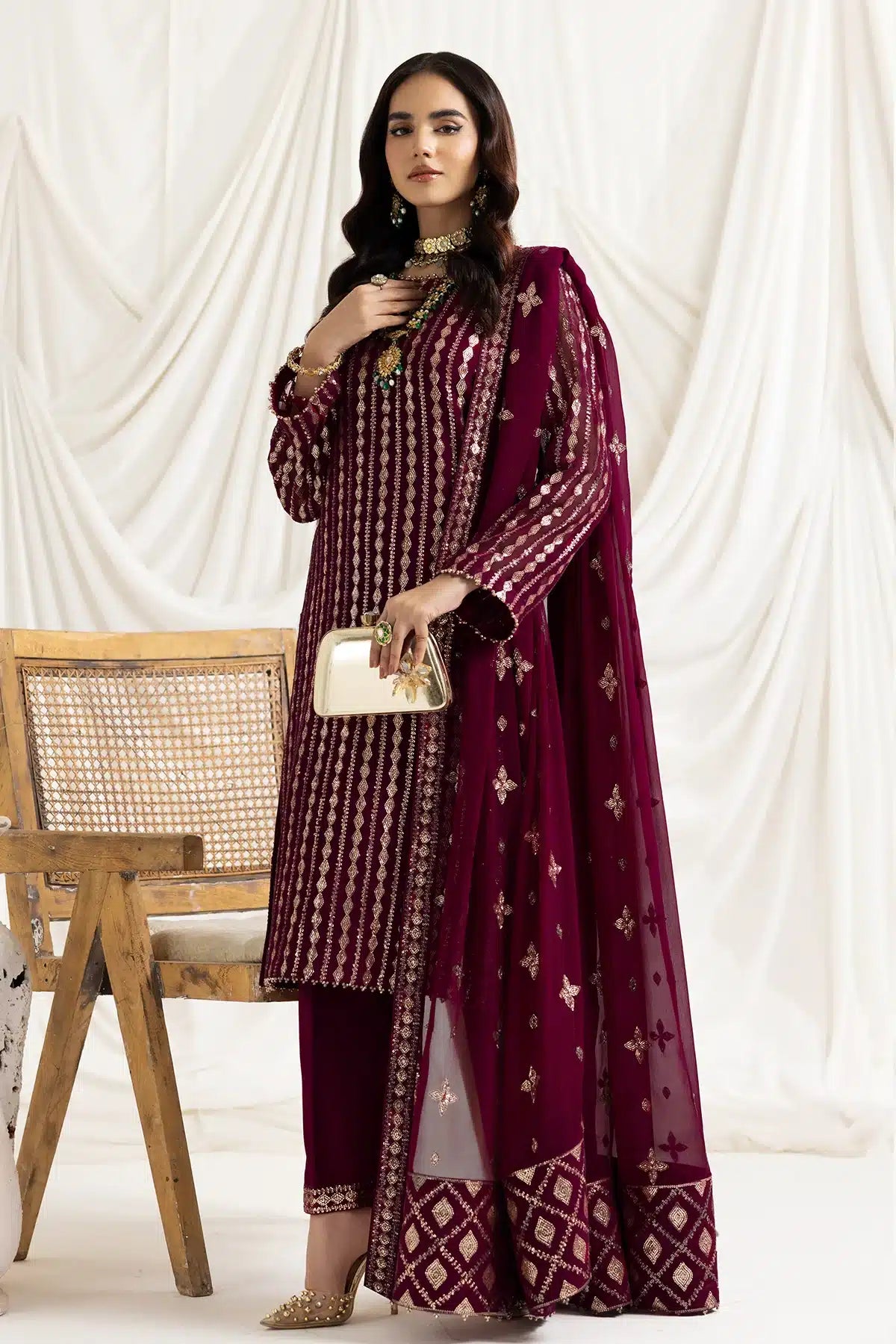 Alizeh | Dua Formals 23 | DUA-V02D03A-AYSAL(MAGENTA) - by - Libasekhas UK - Registered Vendor of : Alizeh - 100% Original Designer Dresss