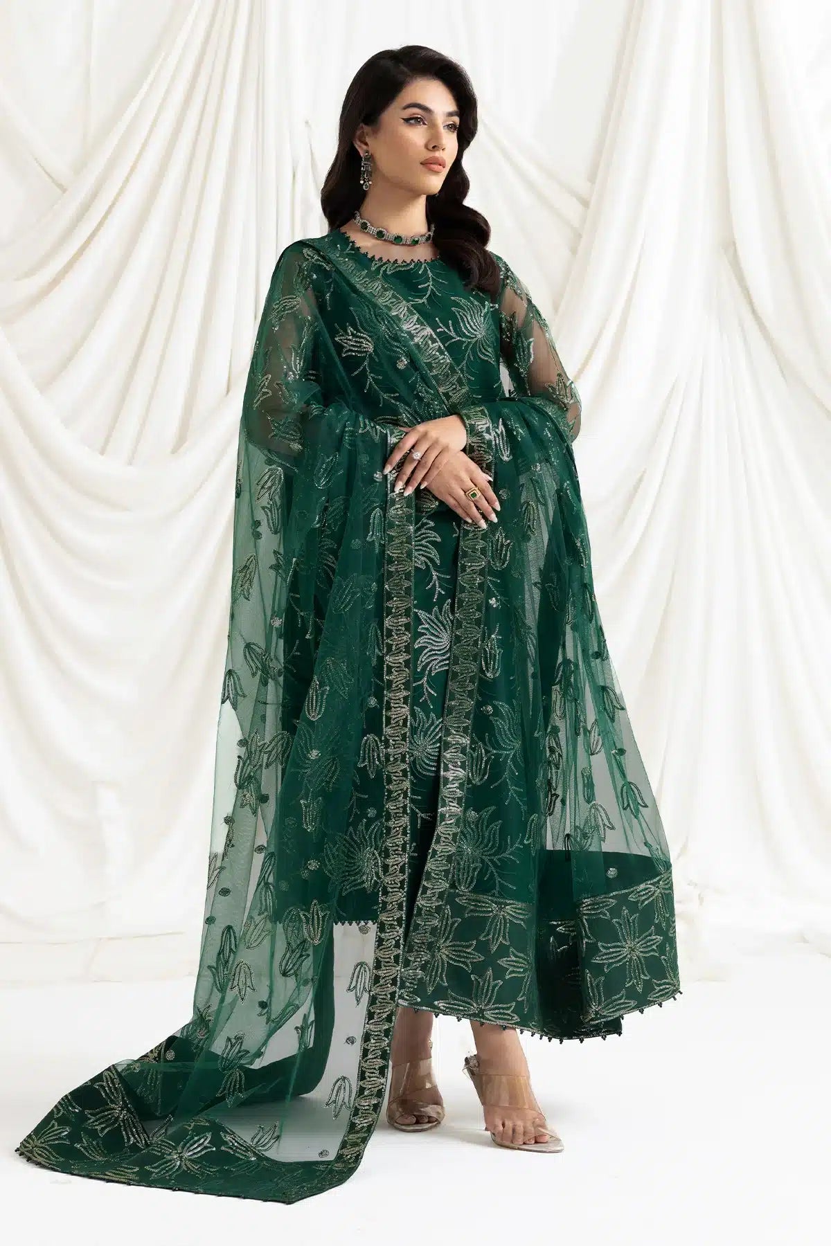 Alizeh | Dua Formals 23 | DUA-V02D05A-ELNAZ(GREEN) - by - Libasekhas UK - Registered Vendor of : Alizeh - 100% Original Designer Dresss