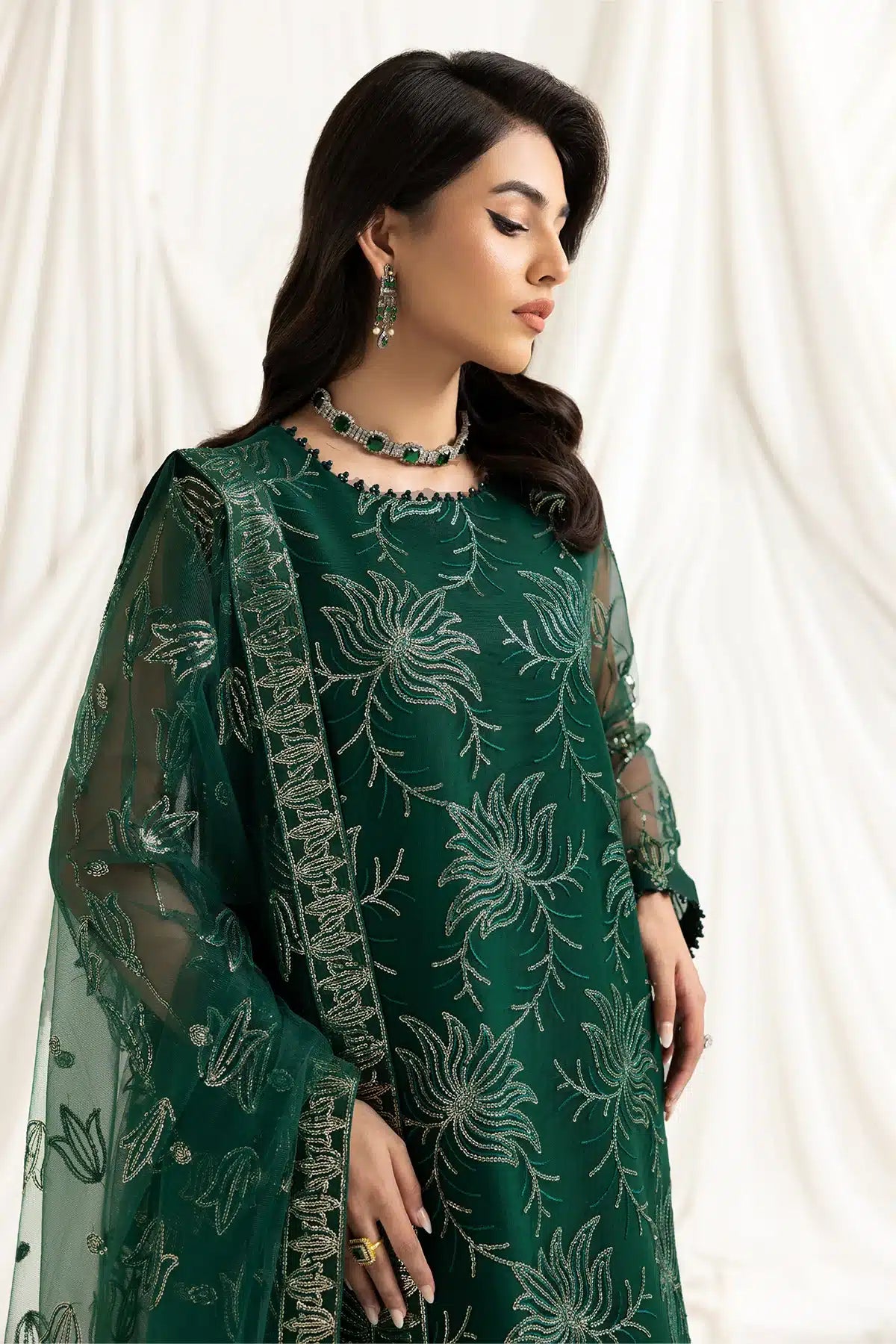 Alizeh | Dua Formals 23 | DUA-V02D05A-ELNAZ(GREEN) - by - Libasekhas UK - Registered Vendor of : Alizeh - 100% Original Designer Dresss
