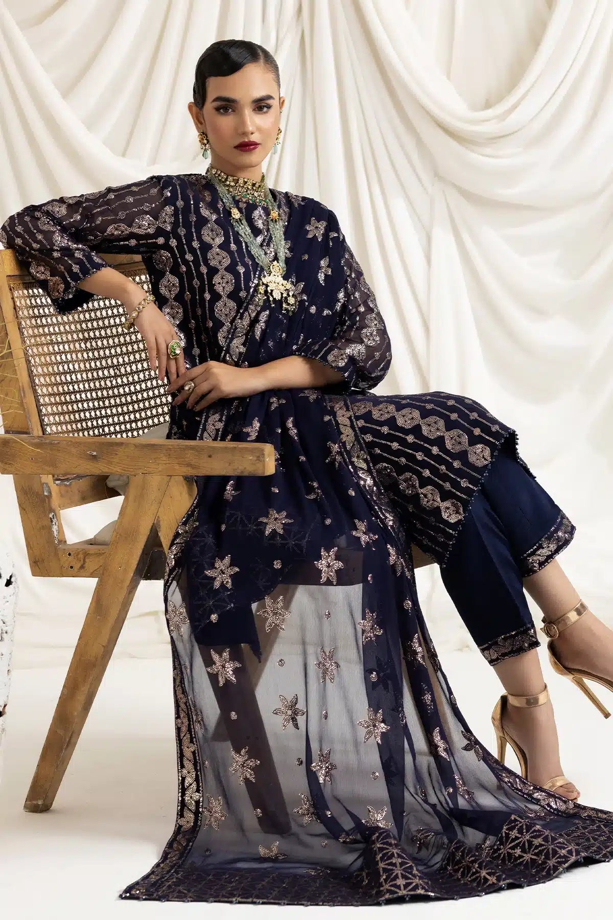 Alizeh | Dua Formals 23 | DUA-V02D01A- AIREEN(NAVY BLUE) - by - Libasekhas UK - Registered Vendor of : Alizeh - 100% Original Designer Dresss
