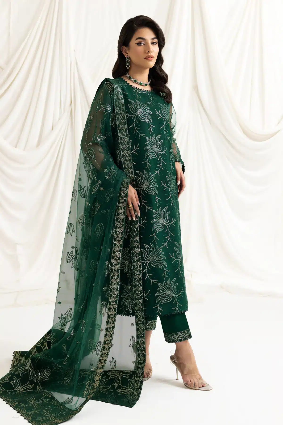 Alizeh | Dua Formals 23 | DUA-V02D05A-ELNAZ(GREEN) - by - Libasekhas UK - Registered Vendor of : Alizeh - 100% Original Designer Dresss