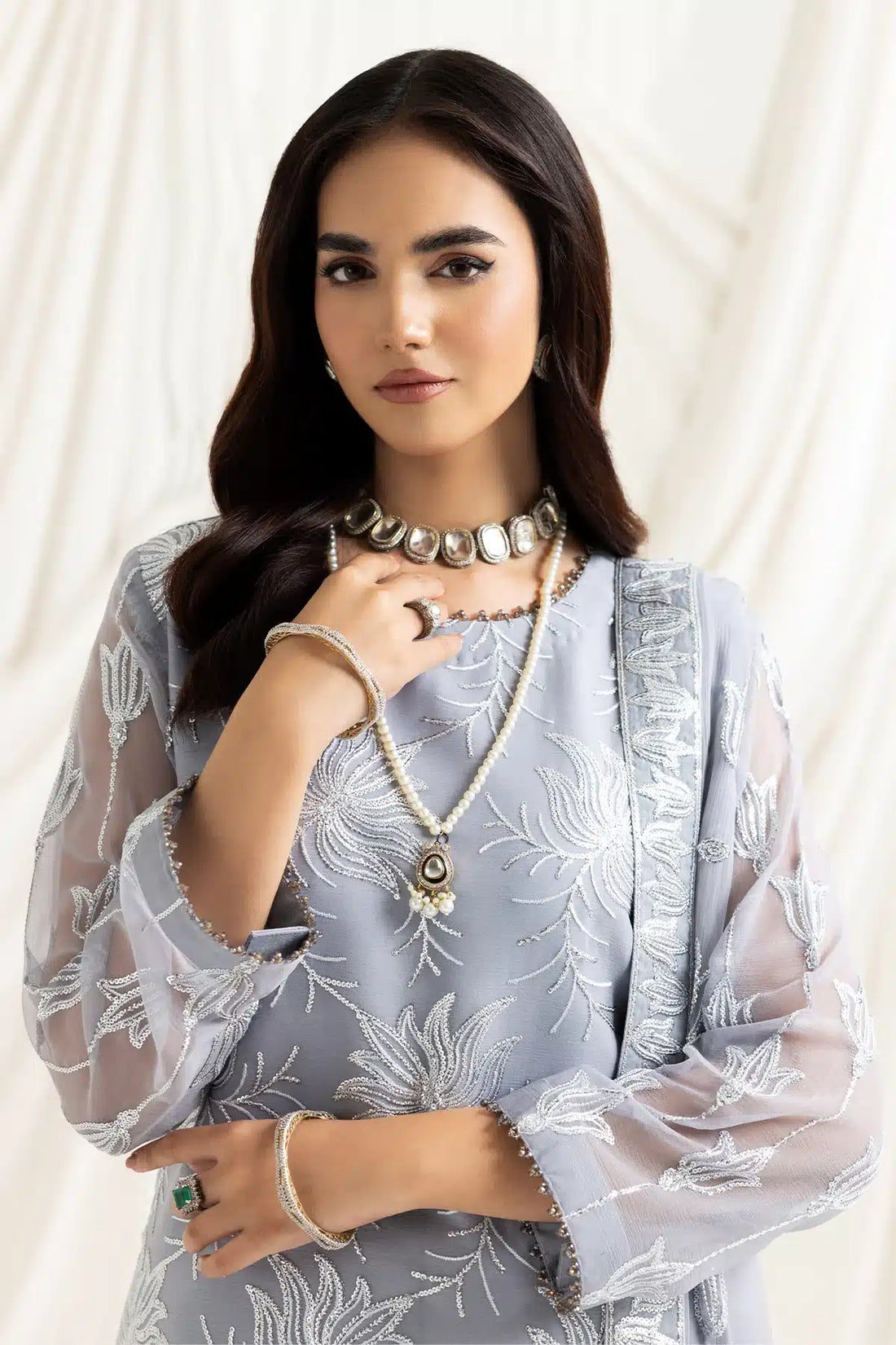 Alizeh | Dua Formals 23 | DUA-V02D05B-ELNAZ(GREY) - by - Libasekhas UK - Registered Vendor of : Alizeh - 100% Original Designer Dresss