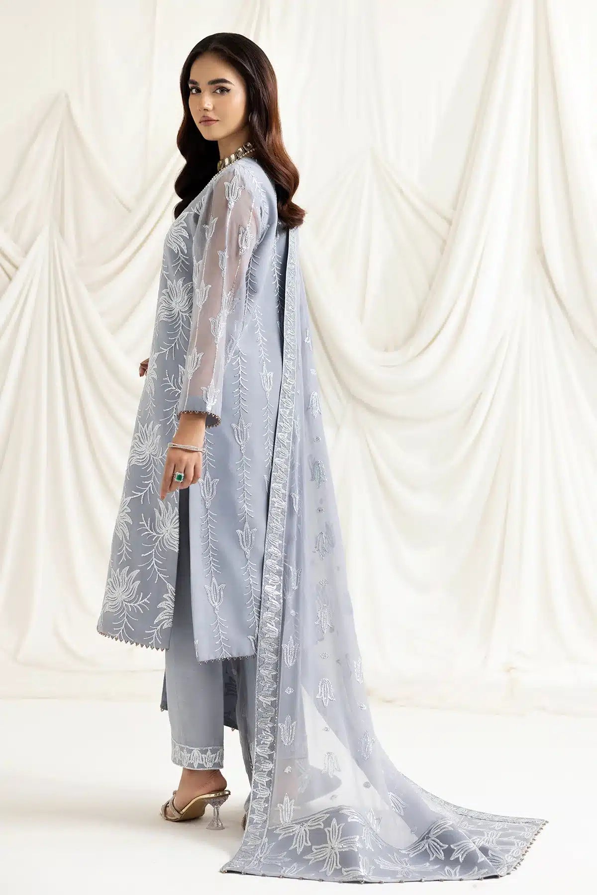 Alizeh | Dua Formals 23 | DUA-V02D05B-ELNAZ(GREY) - by - Libasekhas UK - Registered Vendor of : Alizeh - 100% Original Designer Dresss