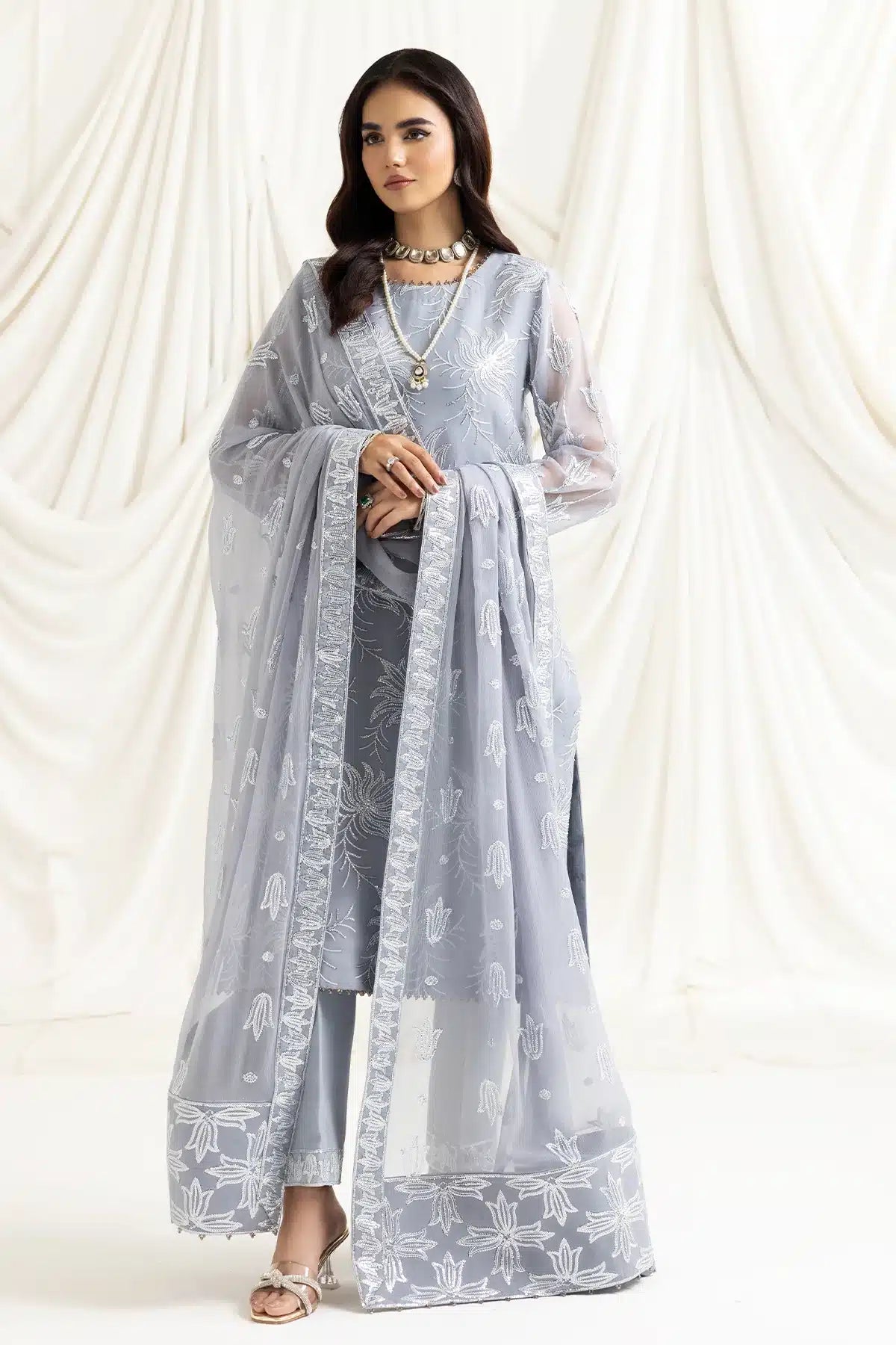 Alizeh | Dua Formals 23 | DUA-V02D05B-ELNAZ(GREY) - by - Libasekhas UK - Registered Vendor of : Alizeh - 100% Original Designer Dresss