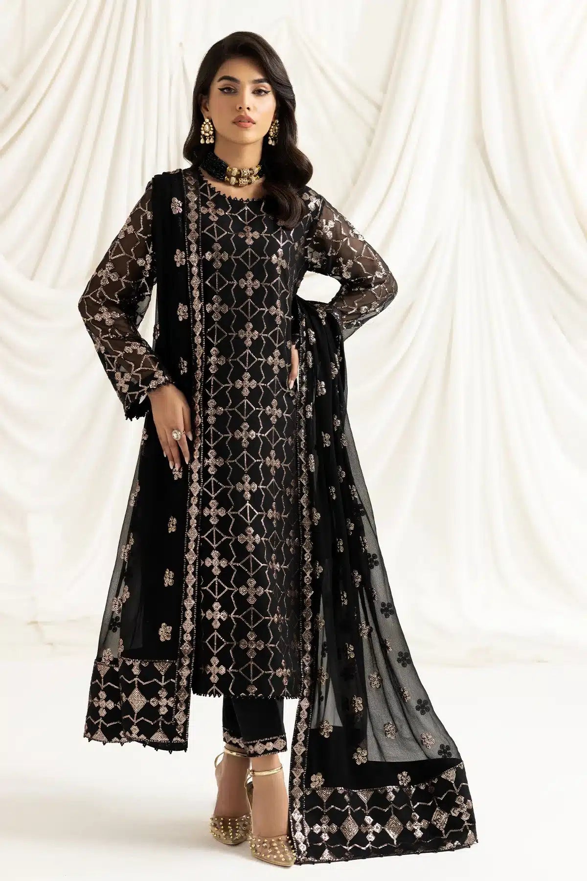 Alizeh | Dua Formals 23 | DUA-V02D04A-NAZIK(BLACK) - by - Libasekhas UK - Registered Vendor of : Alizeh - 100% Original Designer Dresss