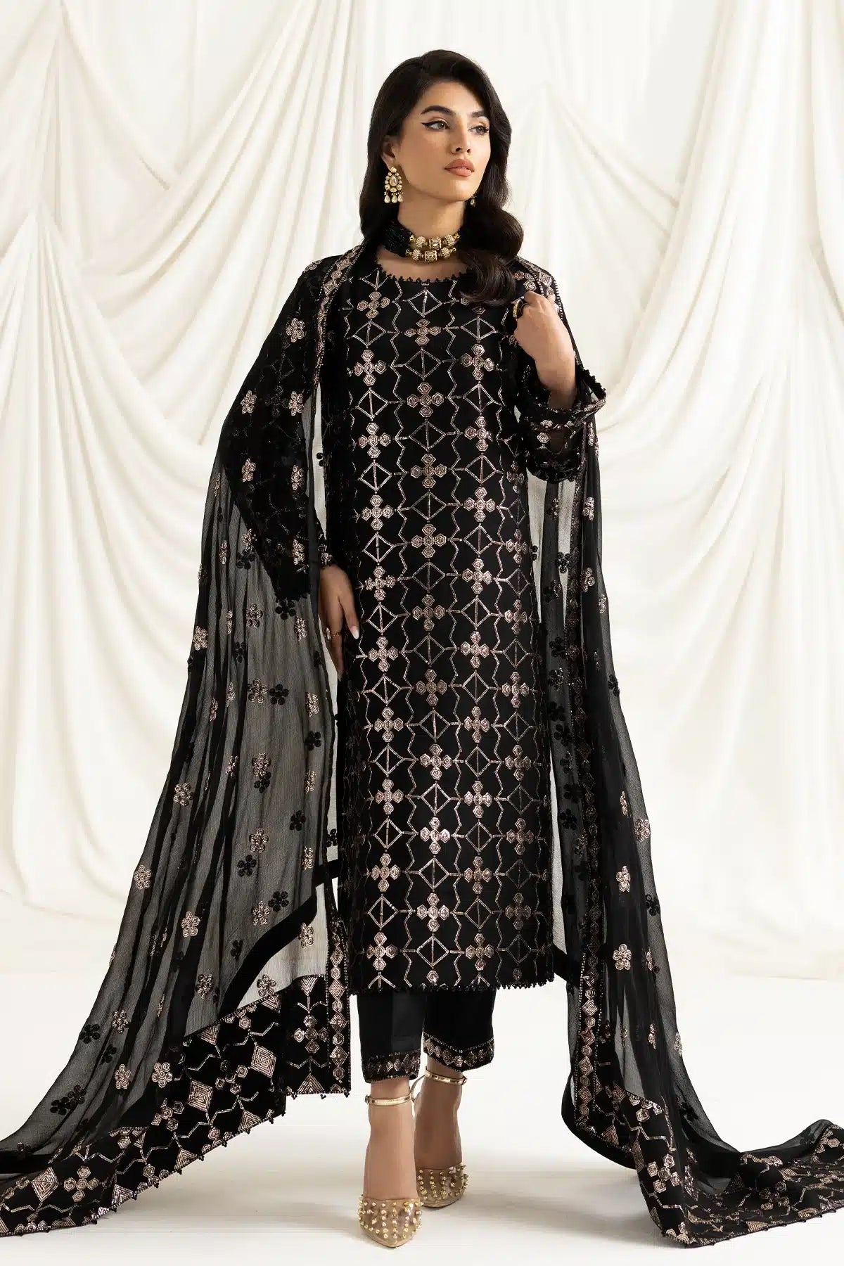 Alizeh | Dua Formals 23 | DUA-V02D04A-NAZIK(BLACK) - by - Libasekhas UK - Registered Vendor of : Alizeh - 100% Original Designer Dresss