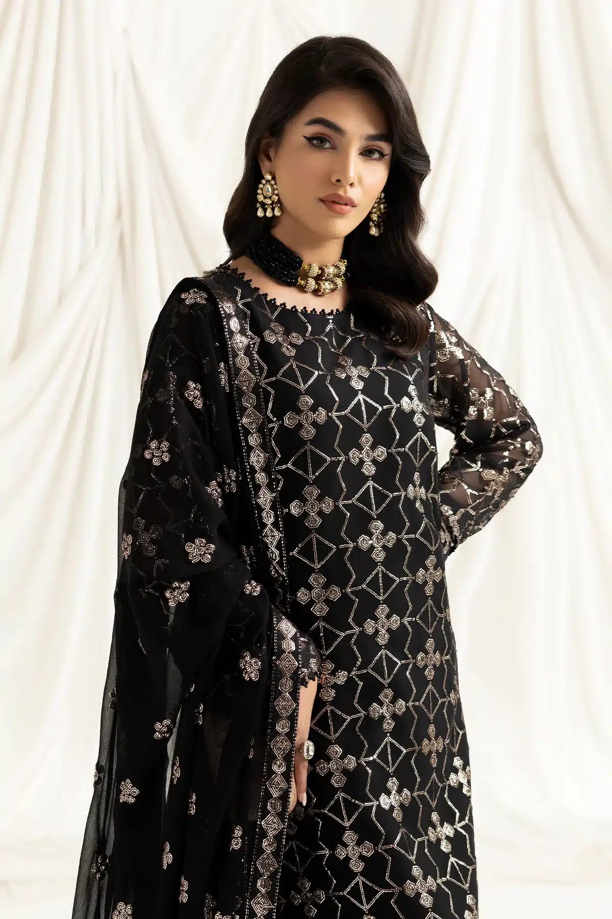 Alizeh | Dua Formals 23 | DUA-V02D04A-NAZIK(BLACK) - by - Libasekhas UK - Registered Vendor of : Alizeh - 100% Original Designer Dresss