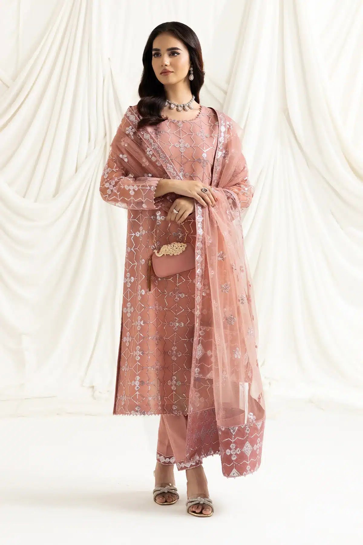 Alizeh | Dua Formals 23 | DUA-V02D04B-NAZIK(PINK) - by - Libasekhas UK - Registered Vendor of : Alizeh - 100% Original Designer Dresss