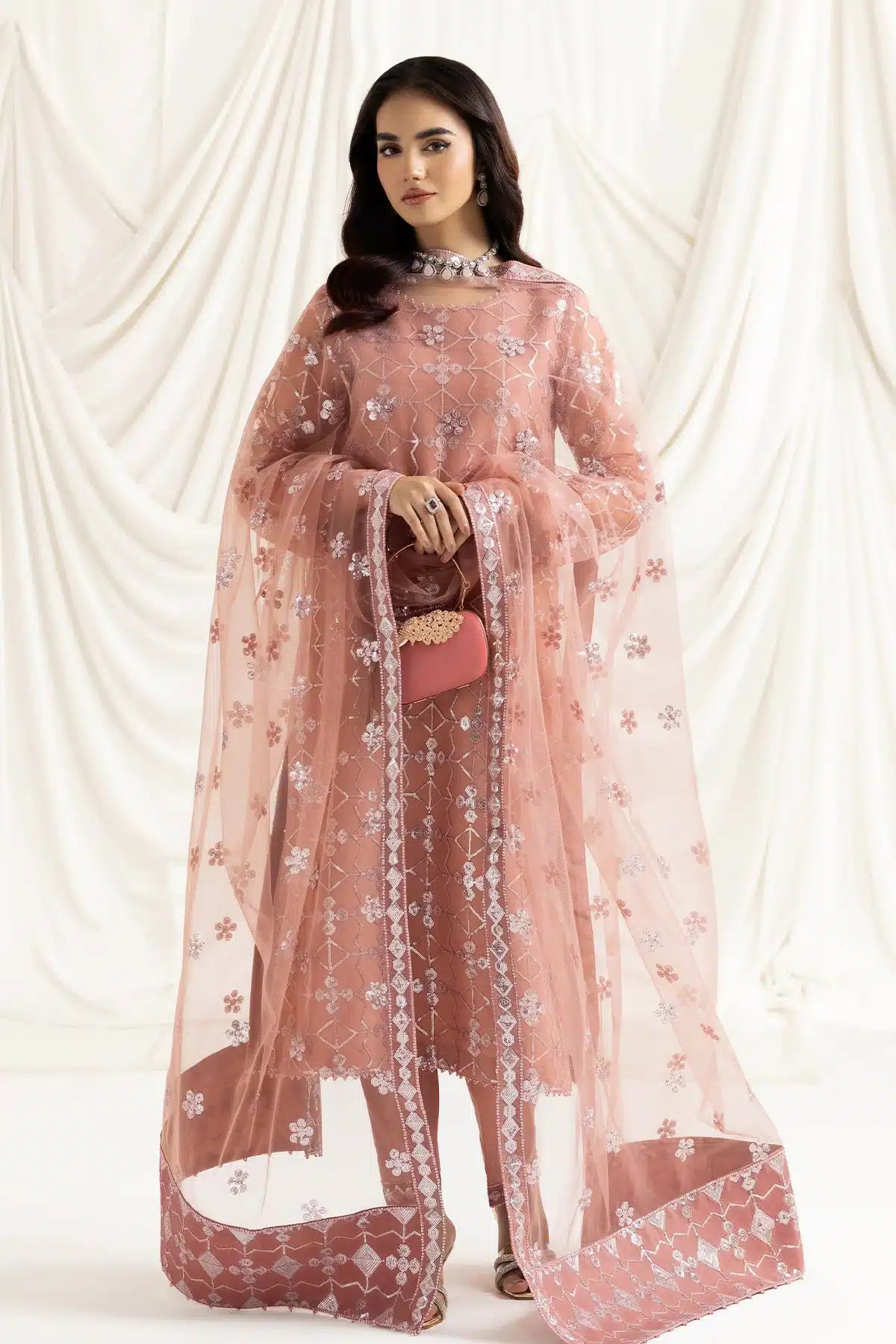 Alizeh | Dua Formals 23 | DUA-V02D04B-NAZIK(PINK) - by - Libasekhas UK - Registered Vendor of : Alizeh - 100% Original Designer Dresss
