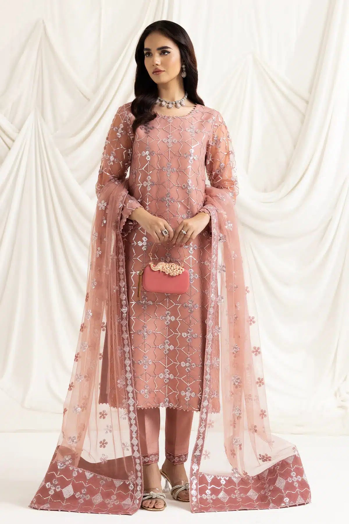 Alizeh | Dua Formals 23 | DUA-V02D04B-NAZIK(PINK) - by - Libasekhas UK - Registered Vendor of : Alizeh - 100% Original Designer Dresss