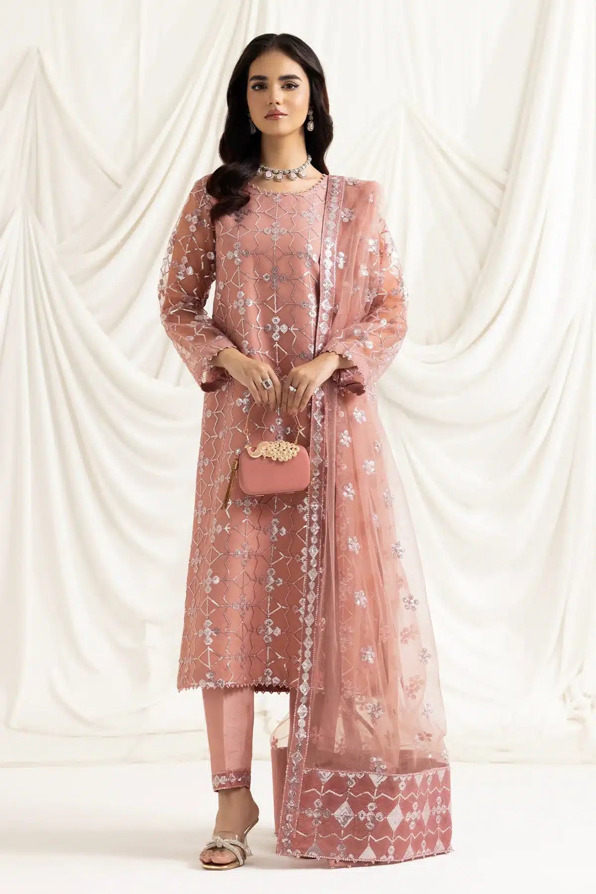 Alizeh | Dua Formals 23 | DUA-V02D04B-NAZIK(PINK) - by - Libasekhas UK - Registered Vendor of : Alizeh - 100% Original Designer Dresss