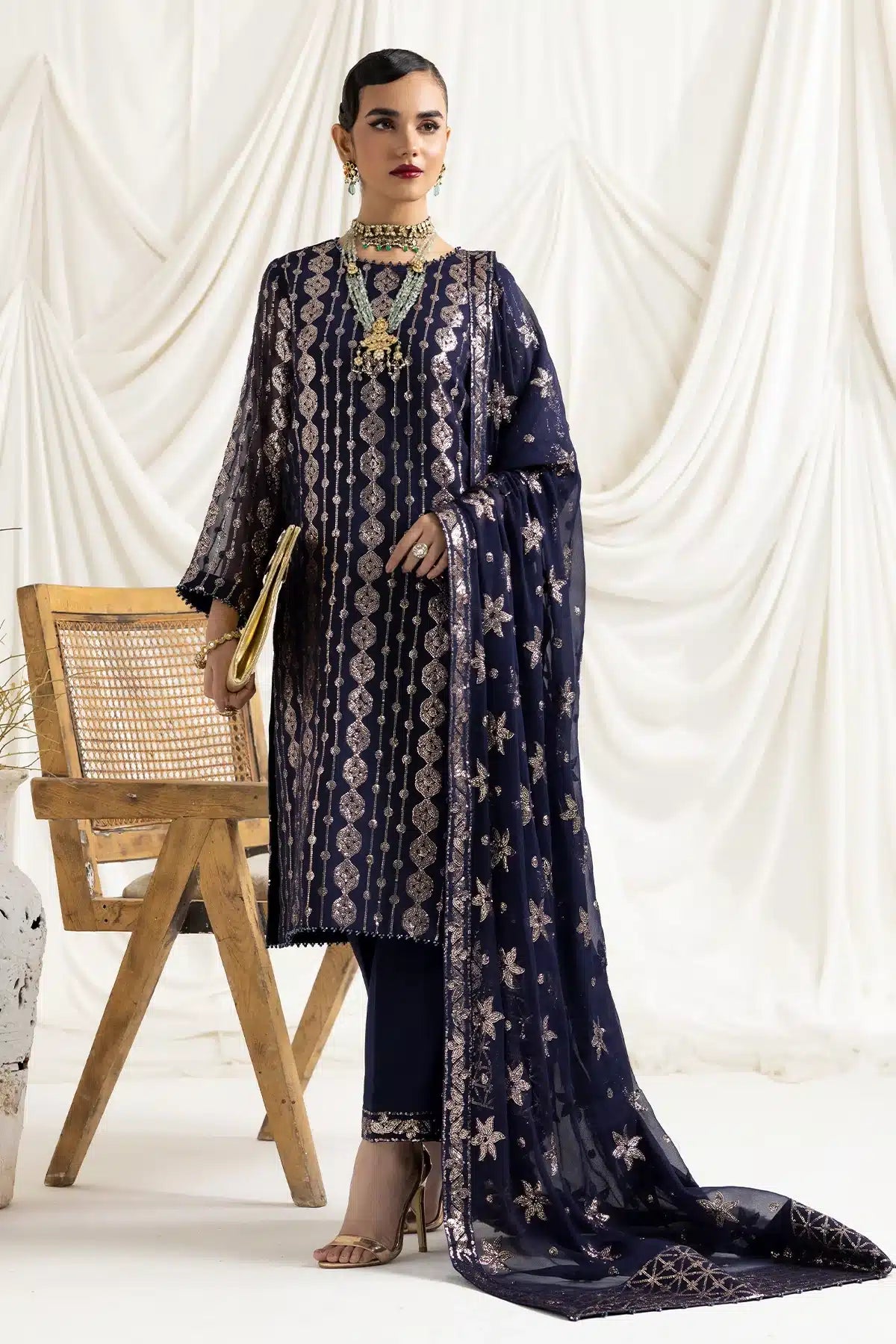 Alizeh | Dua Formals 23 | DUA-V02D01A- AIREEN(NAVY BLUE) - by - Libasekhas UK - Registered Vendor of : Alizeh - 100% Original Designer Dresss
