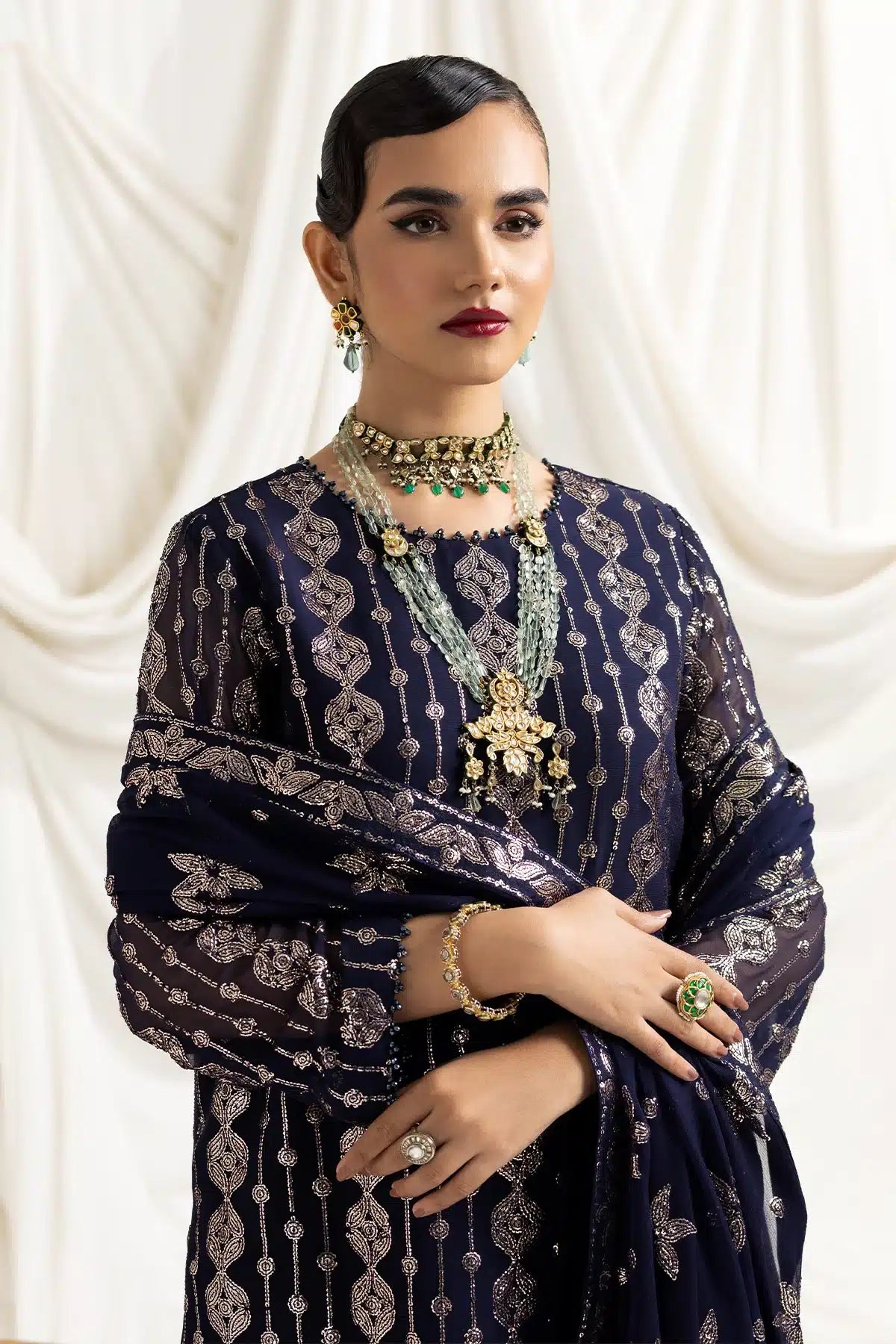 Alizeh | Dua Formals 23 | DUA-V02D01A- AIREEN(NAVY BLUE) - by - Libasekhas UK - Registered Vendor of : Alizeh - 100% Original Designer Dresss