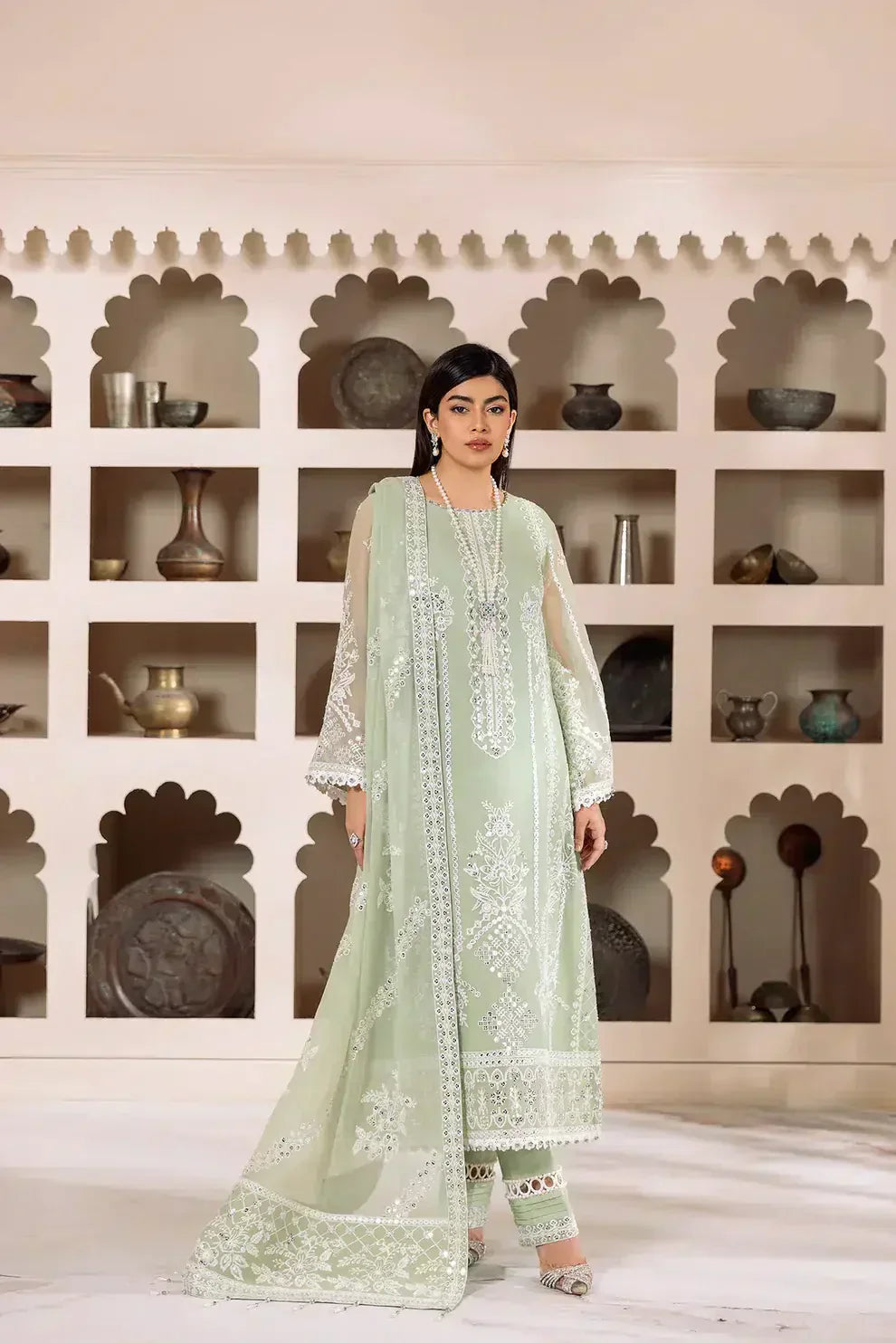 Alizeh | Dua Formals 23 | DUA-V01D04A- MEHRUNISA ( PISTA ) - by - Libasekhas UK - Registered Vendor of : Alizeh - 100% Original Designer Dresss