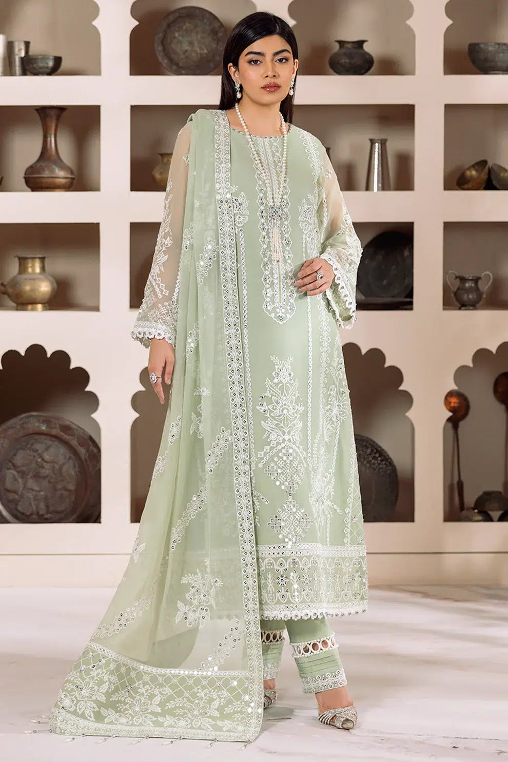 Alizeh | Dua Formals 23 | DUA-V01D04A- MEHRUNISA ( PISTA ) - by - Libasekhas UK - Registered Vendor of : Alizeh - 100% Original Designer Dresss