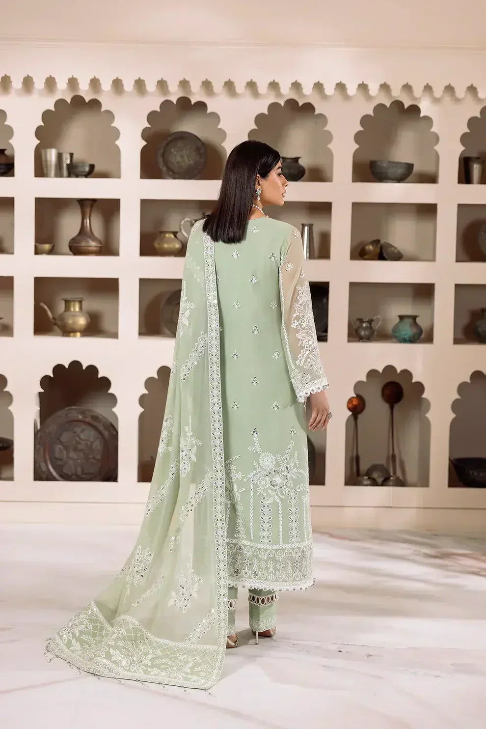 Alizeh | Dua Formals 23 | DUA-V01D04A- MEHRUNISA ( PISTA ) - by - Libasekhas UK - Registered Vendor of : Alizeh - 100% Original Designer Dresss