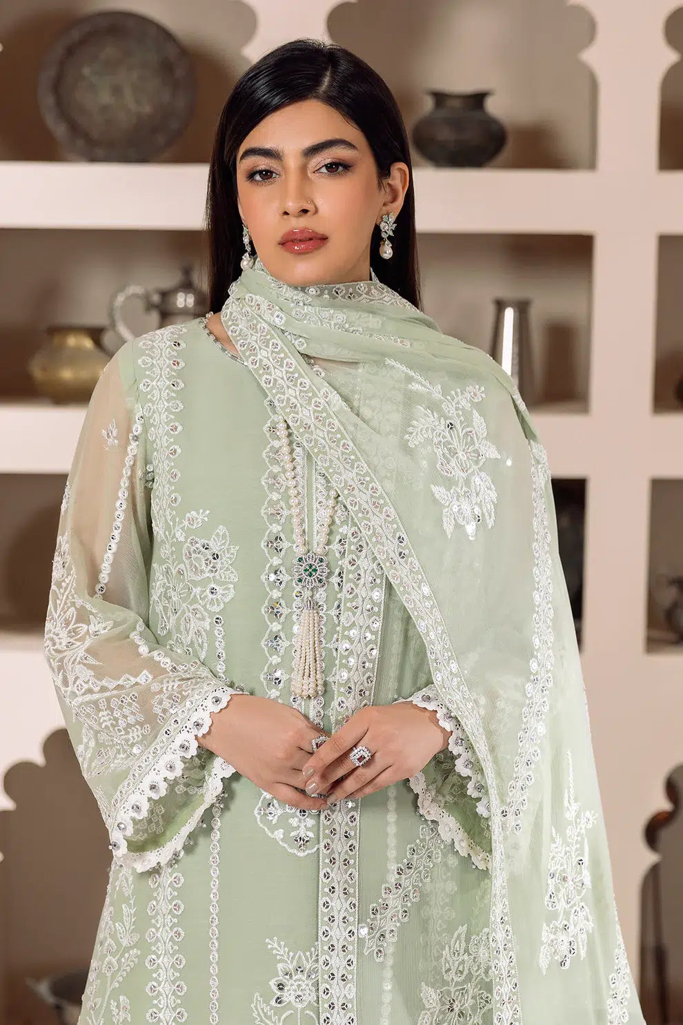 Alizeh | Dua Formals 23 | DUA-V01D04A- MEHRUNISA ( PISTA ) - by - Libasekhas UK - Registered Vendor of : Alizeh - 100% Original Designer Dresss