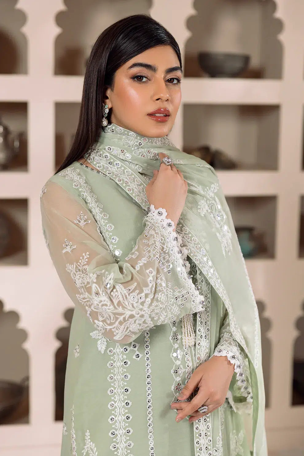 Alizeh | Dua Formals 23 | DUA-V01D04A- MEHRUNISA ( PISTA ) - by - Libasekhas UK - Registered Vendor of : Alizeh - 100% Original Designer Dresss