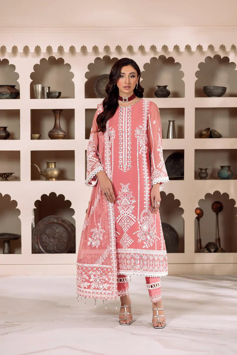 Alizeh | Dua Formals 23 | DUA-V01D04B- MEHRUNISA ( PINK ) - by - Libasekhas UK - Registered Vendor of : Alizeh - 100% Original Designer Dresss