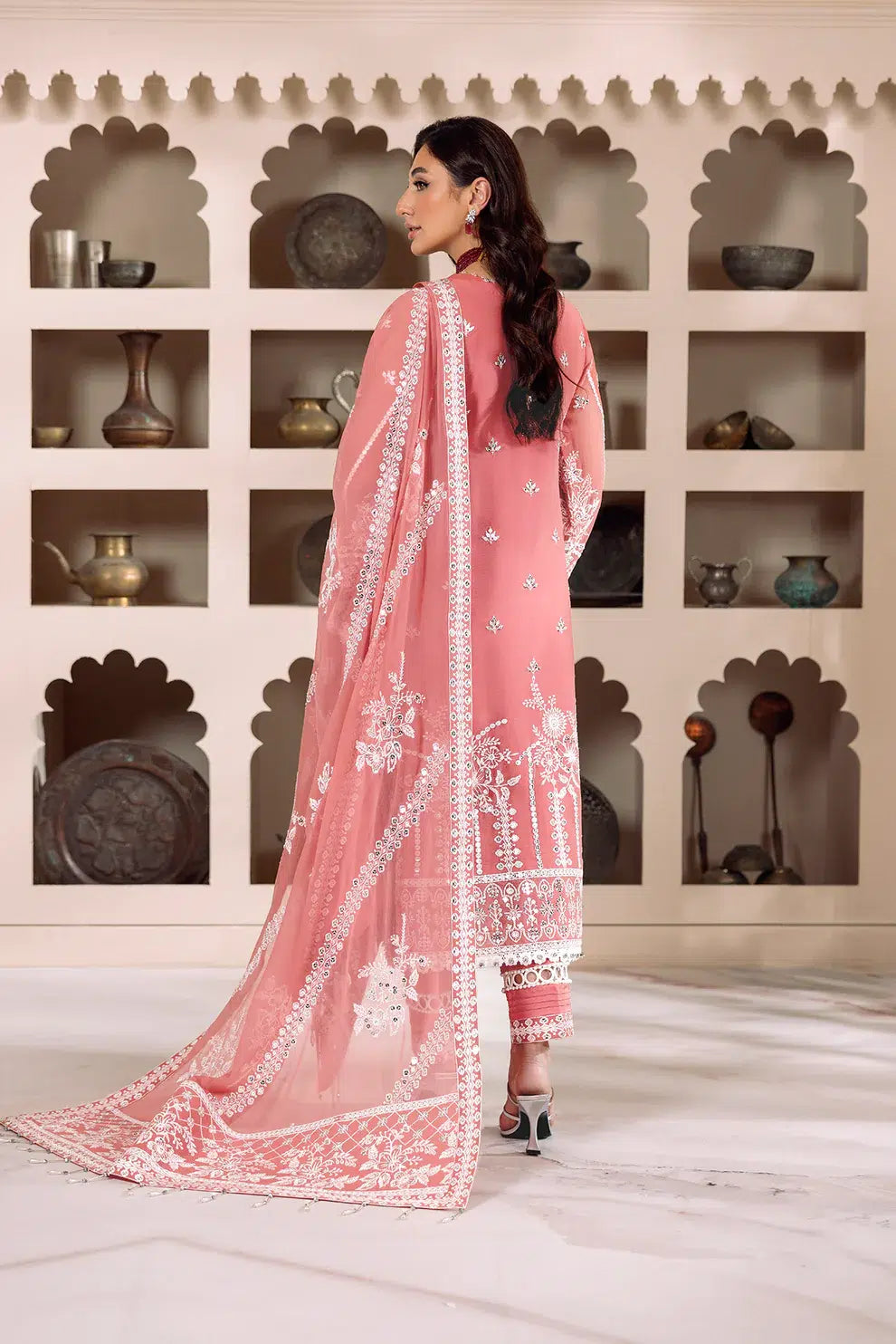 Alizeh | Dua Formals 23 | DUA-V01D04B- MEHRUNISA ( PINK ) - by - Libasekhas UK - Registered Vendor of : Alizeh - 100% Original Designer Dresss