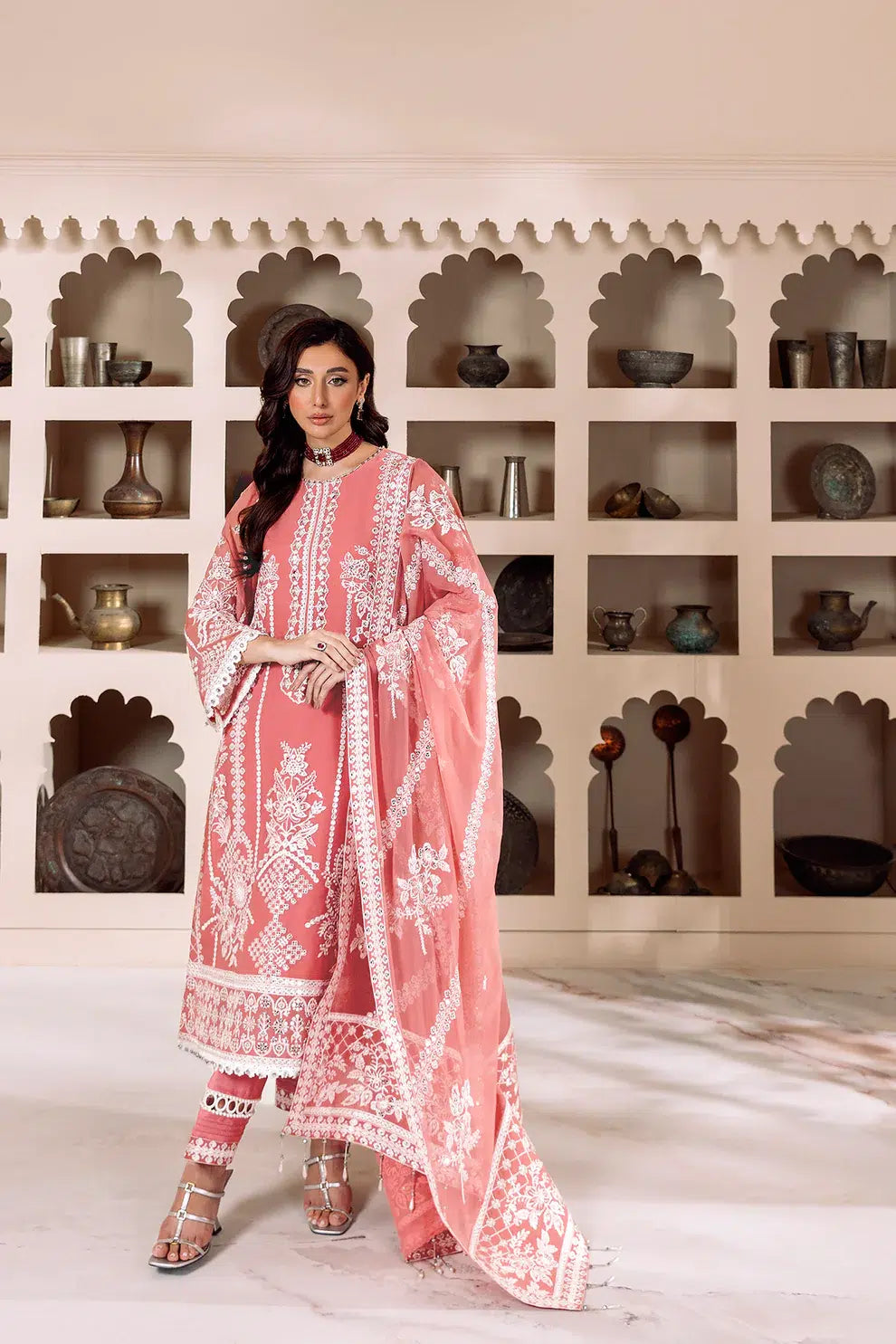 Alizeh | Dua Formals 23 | DUA-V01D04B- MEHRUNISA ( PINK ) - by - Libasekhas UK - Registered Vendor of : Alizeh - 100% Original Designer Dresss
