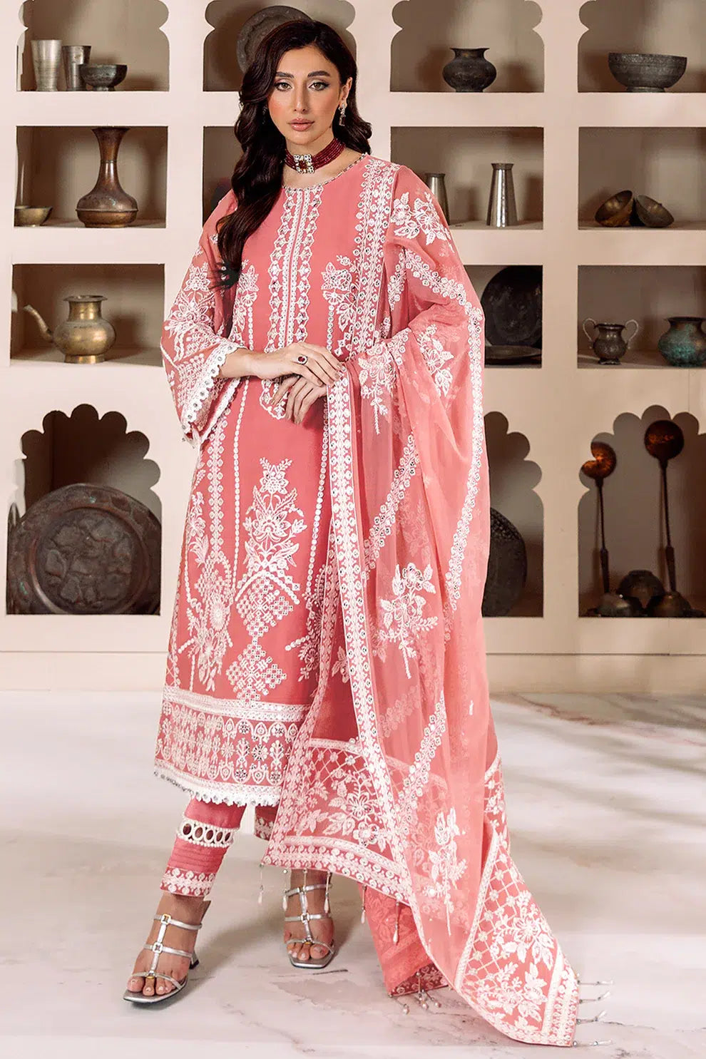 Alizeh | Dua Formals 23 | DUA-V01D04B- MEHRUNISA ( PINK ) - by - Libasekhas UK - Registered Vendor of : Alizeh - 100% Original Designer Dresss