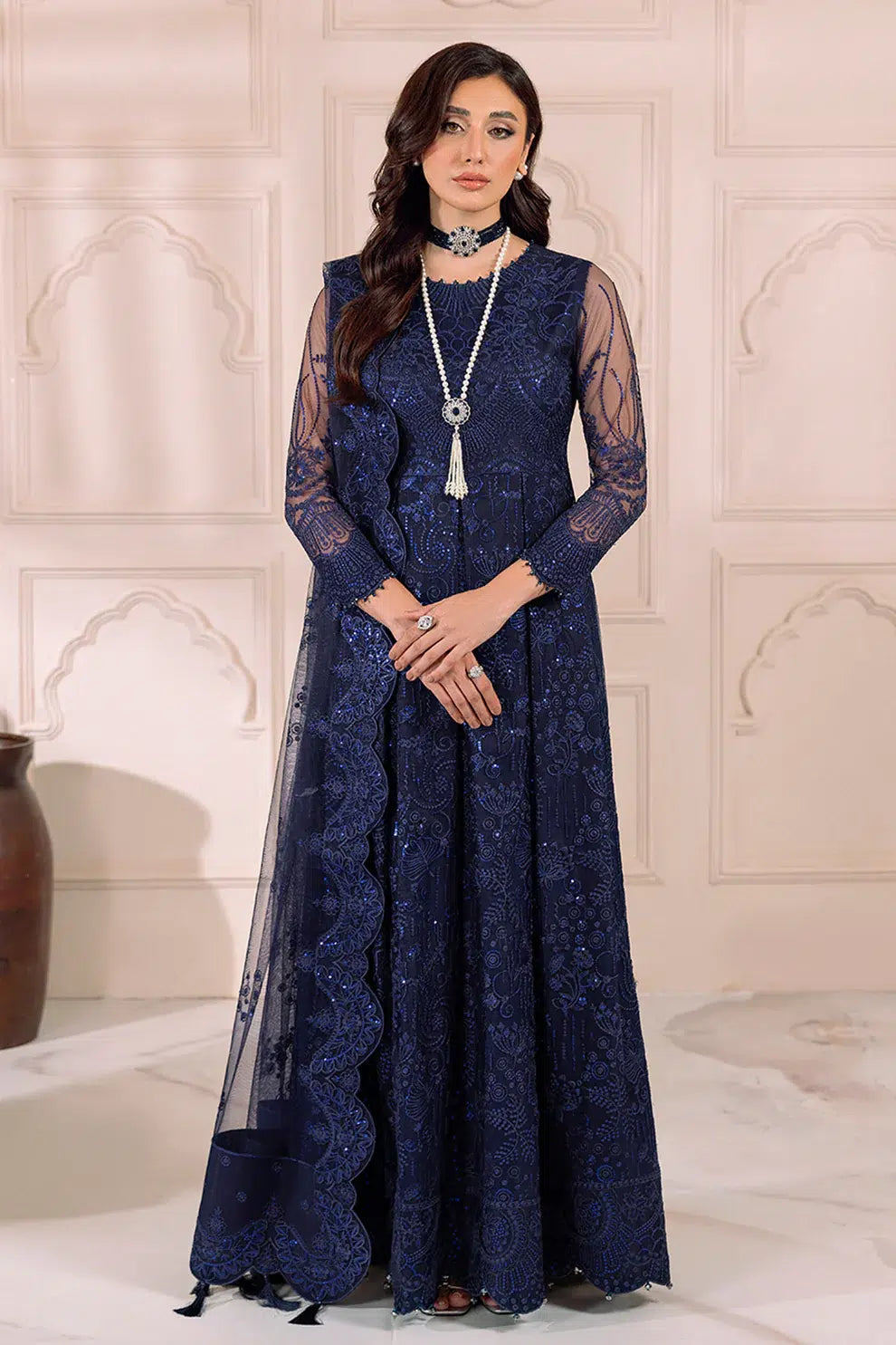 Alizeh | Dua Formals 23 | DUA-V01D01A- KHIRAD ( BLUE ) - by - Libasekhas UK - Registered Vendor of : Alizeh - 100% Original Designer Dresss