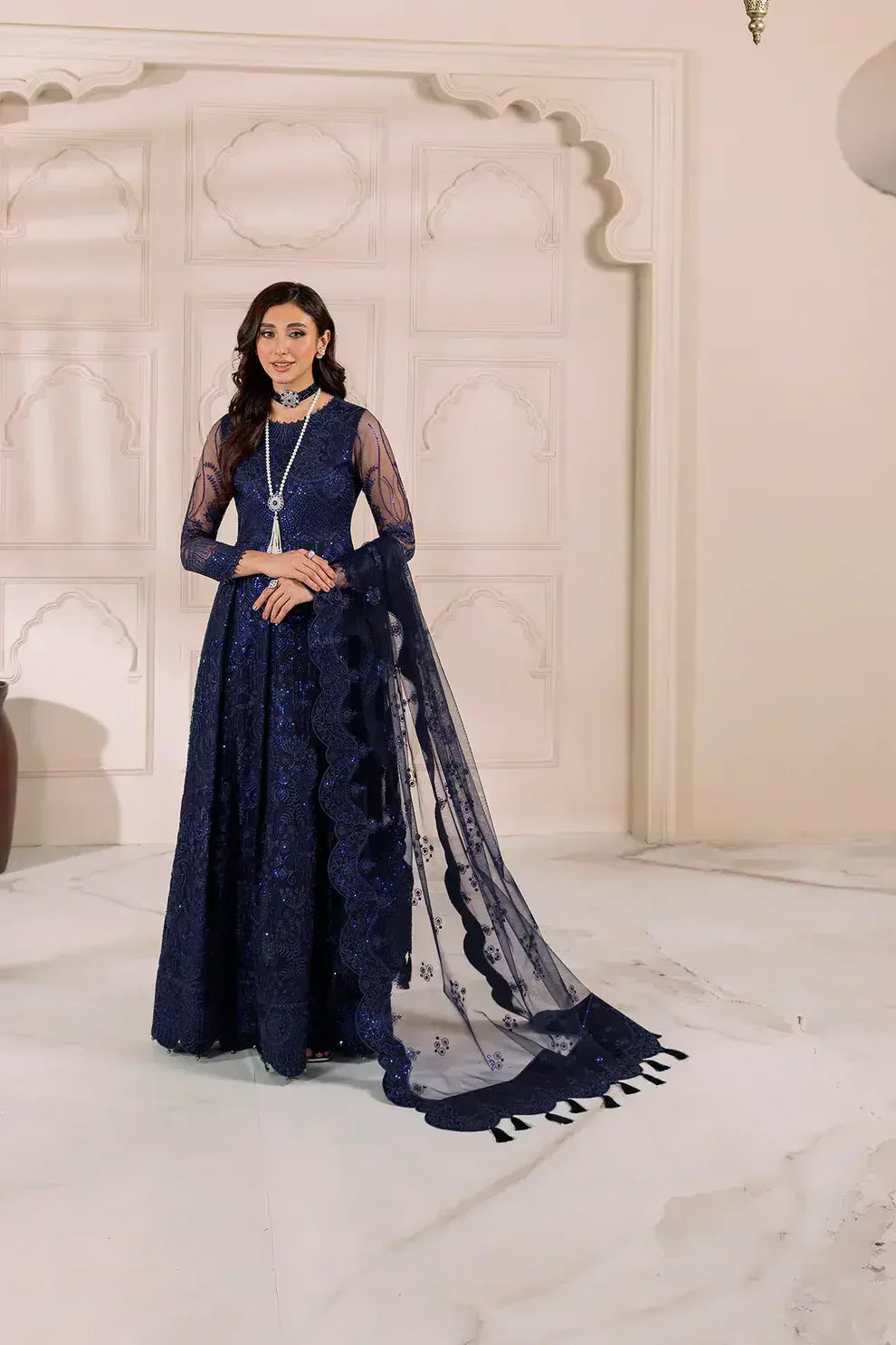 Alizeh | Dua Formals 23 | DUA-V01D01A- KHIRAD ( BLUE ) - by - Libasekhas UK - Registered Vendor of : Alizeh - 100% Original Designer Dresss
