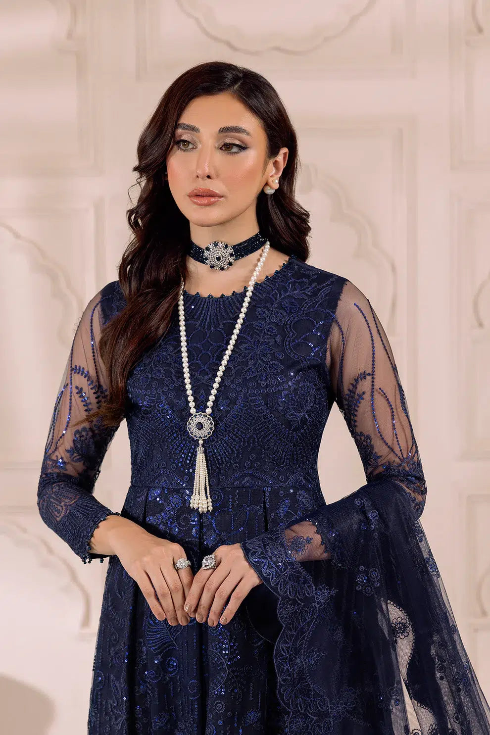 Alizeh | Dua Formals 23 | DUA-V01D01A- KHIRAD ( BLUE ) - by - Libasekhas UK - Registered Vendor of : Alizeh - 100% Original Designer Dresss