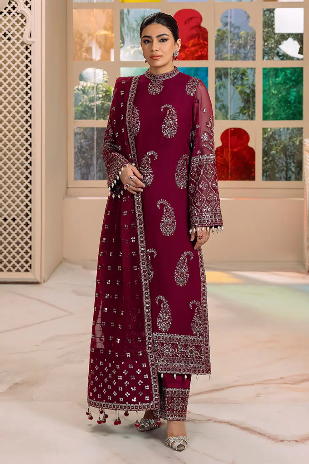 Alizeh | Dua Formals 23 | DUA-V01D06A- AMAYA ( MAGENTA ) - by - Libasekhas UK - Registered Vendor of : Alizeh - 100% Original Designer Dresss