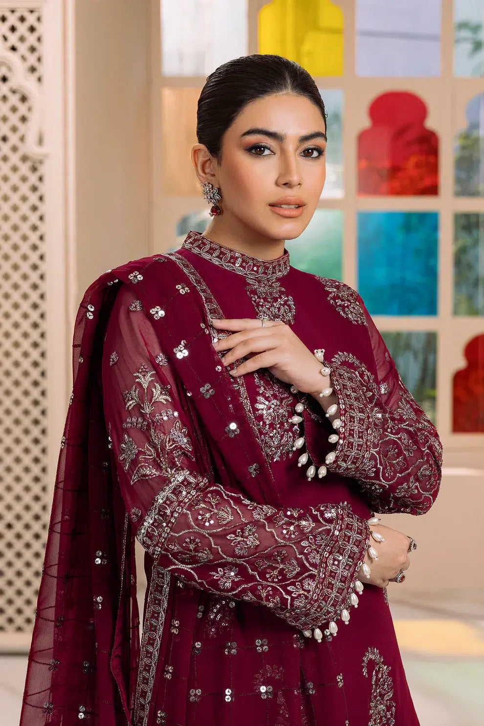 Alizeh | Dua Formals 23 | DUA-V01D06A- AMAYA ( MAGENTA ) - by - Libasekhas UK - Registered Vendor of : Alizeh - 100% Original Designer Dresss
