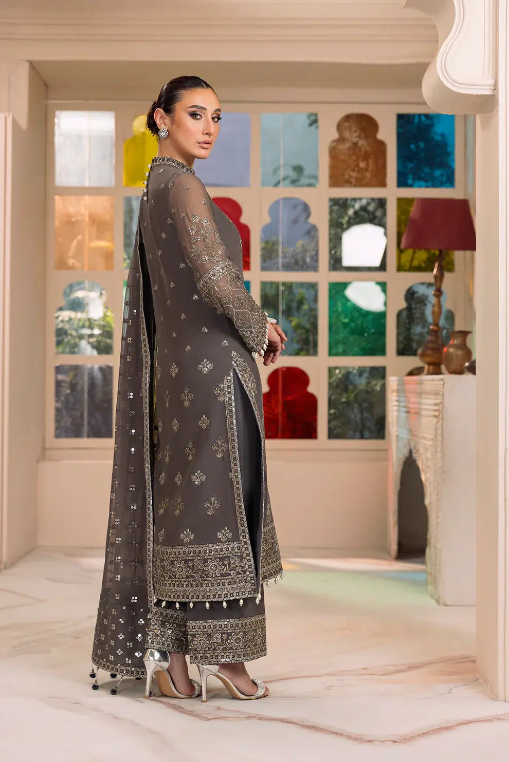 Alizeh | Dua Formals 23 | DUA-V01D06B- AMAYA ( GREY ) - by - Libasekhas UK - Registered Vendor of : Alizeh - 100% Original Designer Dresss