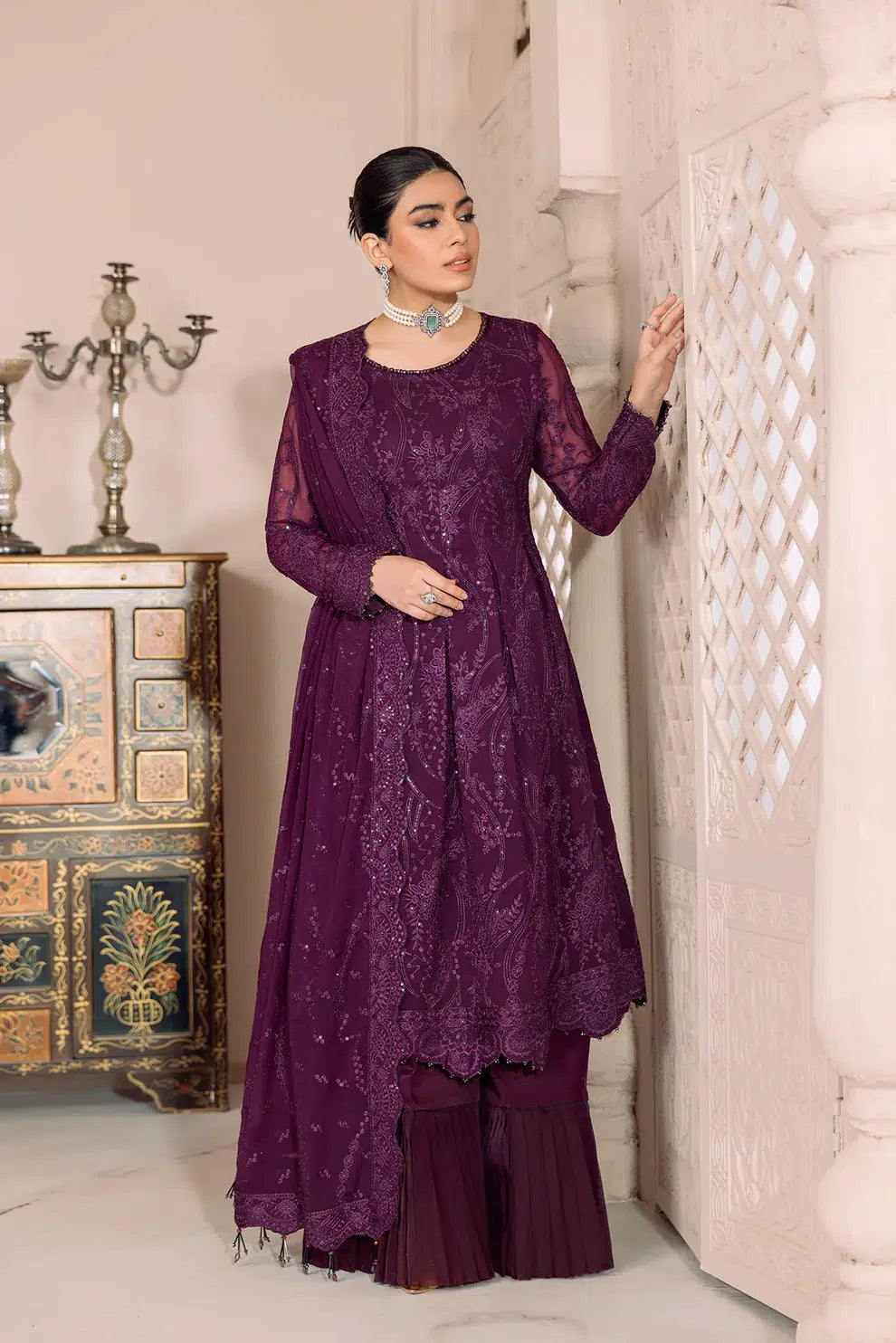 Alizeh | Dua Formals 23 | DUA-V01D03A- SYLVI ( PURPLE ) - by - Libasekhas UK - Registered Vendor of : Alizeh - 100% Original Designer Dresss