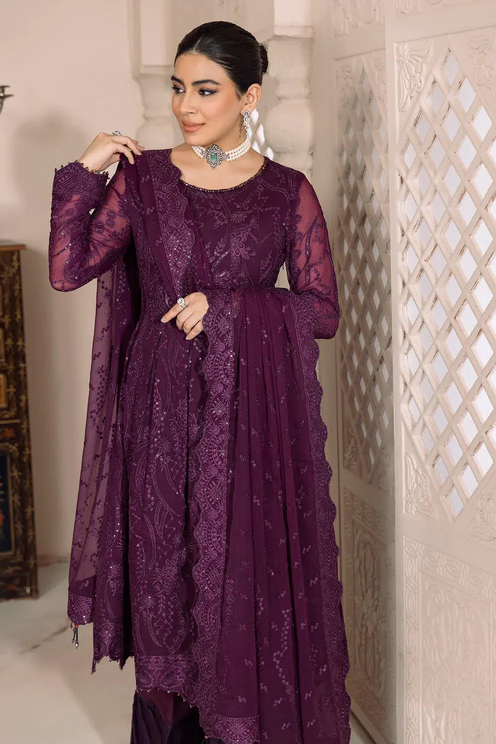 Alizeh | Dua Formals 23 | DUA-V01D03A- SYLVI ( PURPLE ) - by - Libasekhas UK - Registered Vendor of : Alizeh - 100% Original Designer Dresss