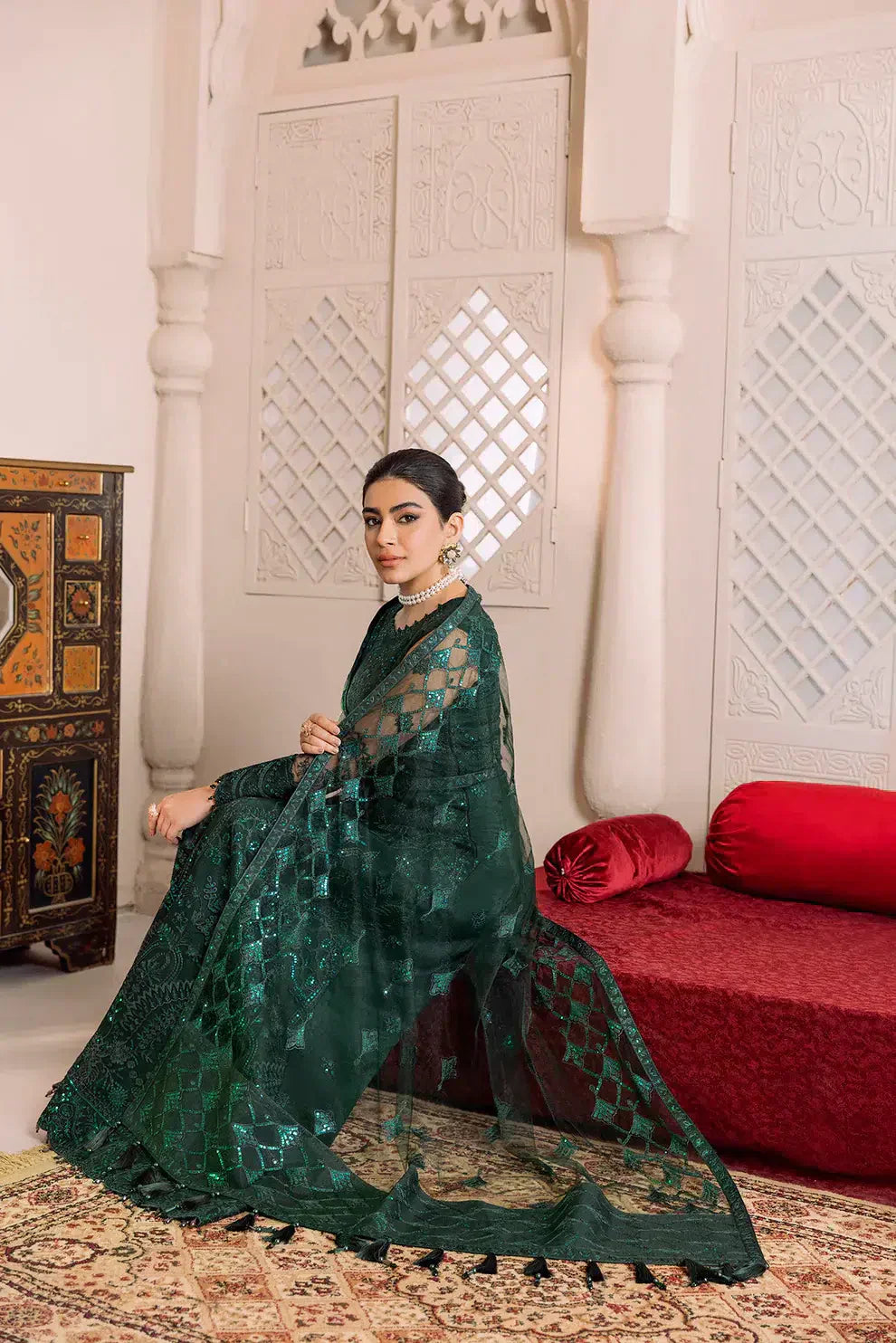 Alizeh | Dua Formals 23 | DUA-V01D05A- RYAN ( GREEN ) - by - Libasekhas UK - Registered Vendor of : Alizeh - 100% Original Designer Dresss