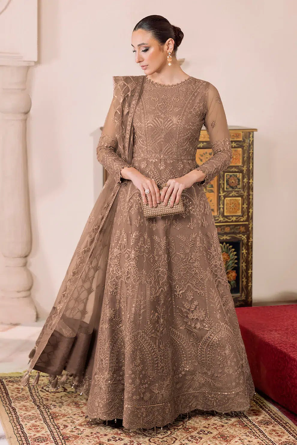 Alizeh | Dua Formals 23 | DUA-V01D05B- RYAN ( BEIGE ) - by - Libasekhas UK - Registered Vendor of : Alizeh - 100% Original Designer Dresss
