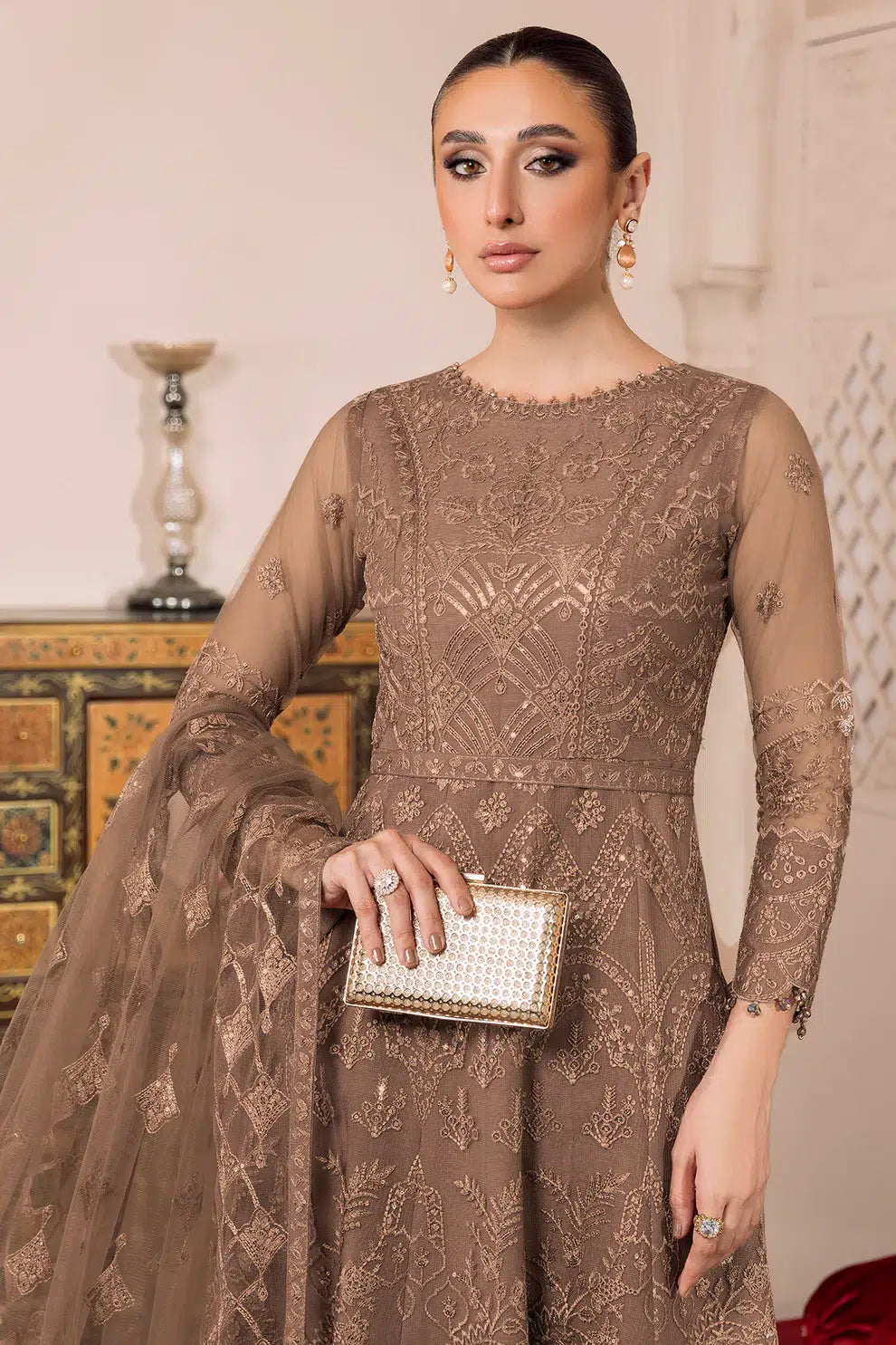 Alizeh | Dua Formals 23 | DUA-V01D05B- RYAN ( BEIGE ) - by - Libasekhas UK - Registered Vendor of : Alizeh - 100% Original Designer Dresss
