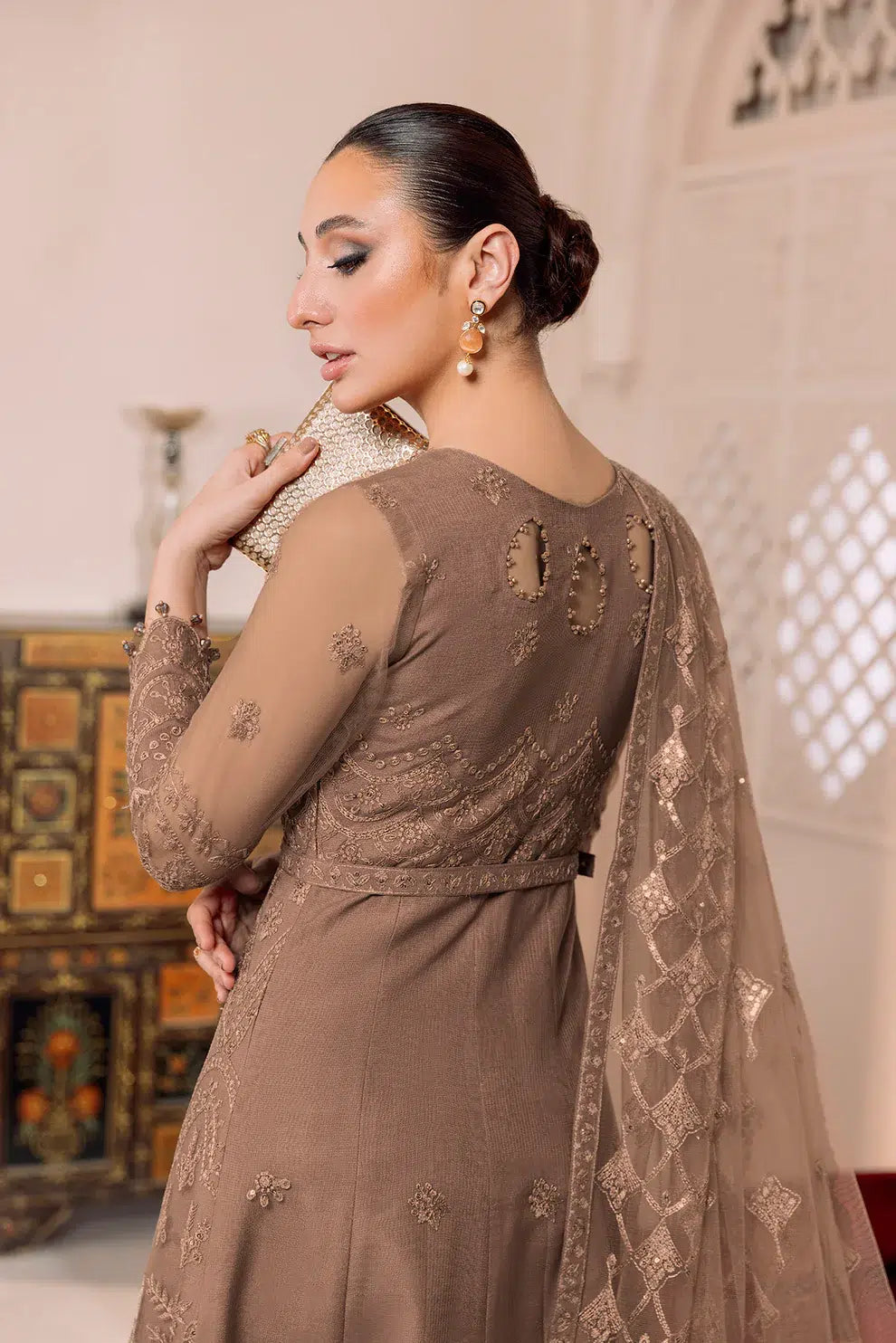 Alizeh | Dua Formals 23 | DUA-V01D05B- RYAN ( BEIGE ) - by - Libasekhas UK - Registered Vendor of : Alizeh - 100% Original Designer Dresss