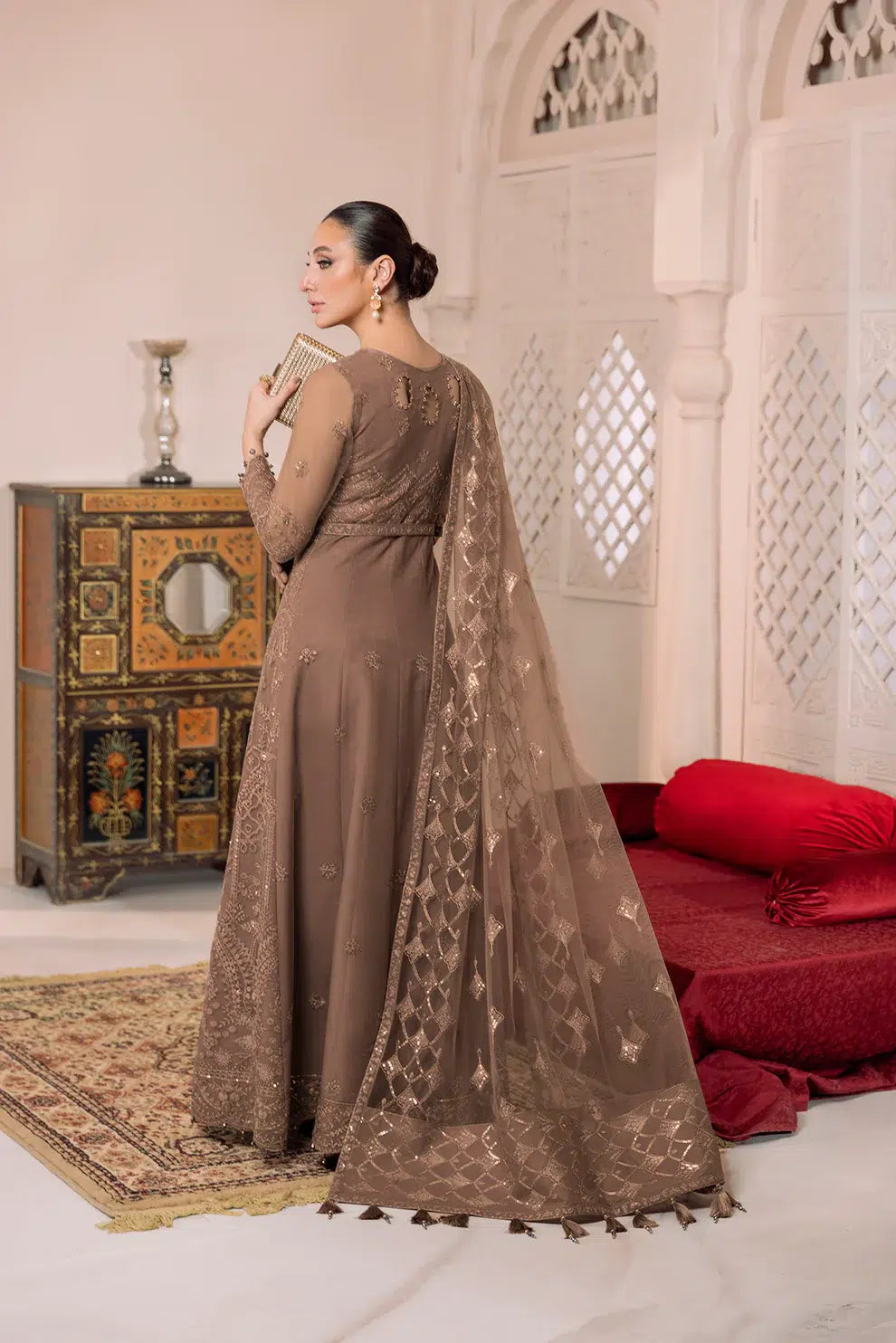 Alizeh | Dua Formals 23 | DUA-V01D05B- RYAN ( BEIGE ) - by - Libasekhas UK - Registered Vendor of : Alizeh - 100% Original Designer Dresss