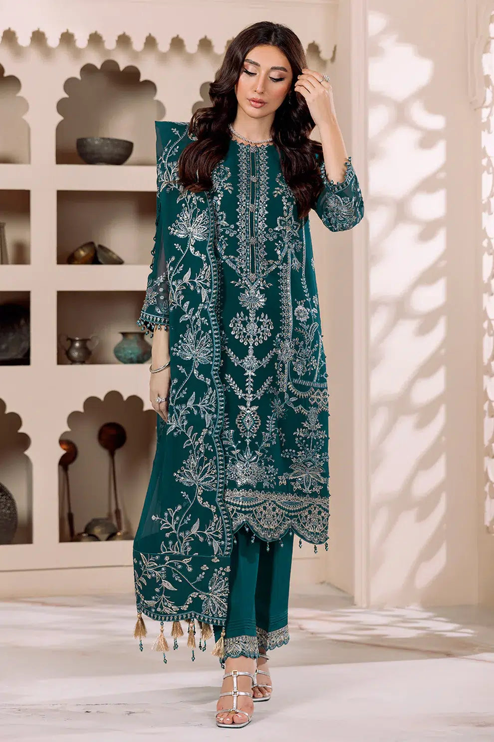 Alizeh | Dua Formals 23 | DUA-V01D02B- LYRA ( ZINC ) - by - Libasekhas UK - Registered Vendor of : Alizeh - 100% Original Designer Dresss